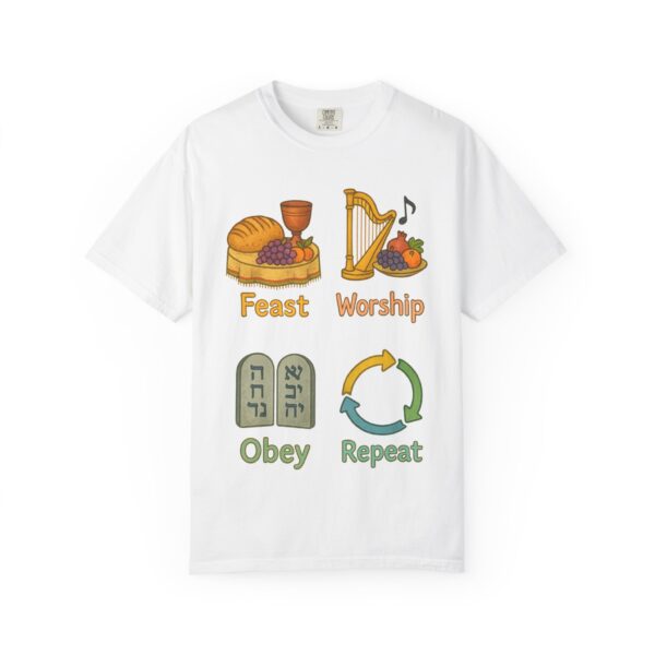 Music Worship Cup Harp Note Gold Design Unisex Garment-Dyed T-shirt, Religious Music Event Tee, Communion Shirt, Unique Christian Apparel