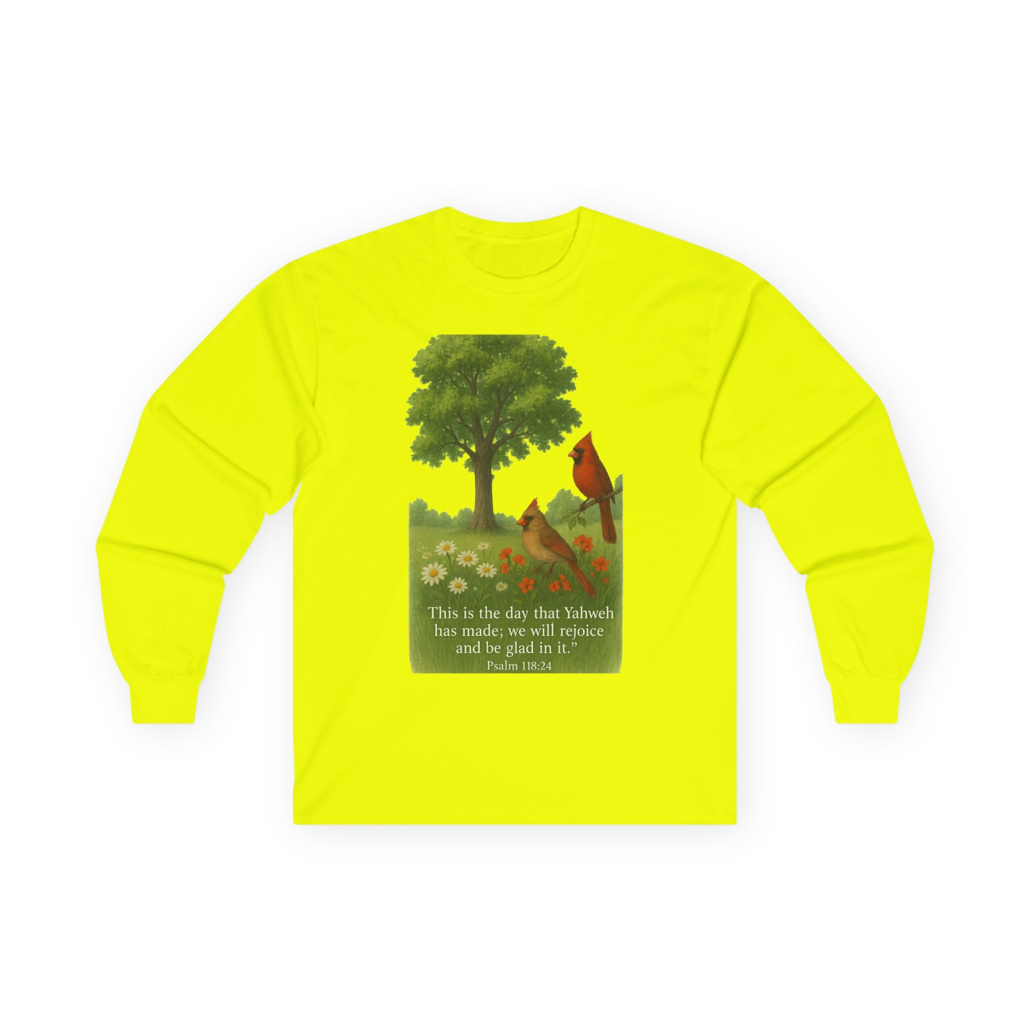 Faith Tree Long Sleeve Tee, Christian Inspirational Shirt, Rejoice in the Moment Top, Psalm 118:24 Tee, Hopeful Floral T-Shirt, Serene - Image 22