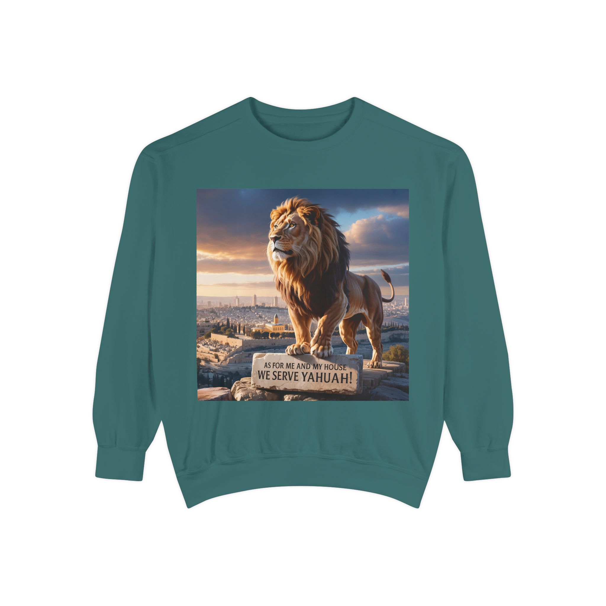Religious Lion Sweatshirt with Jerusalem and Scripture, Christian Unisex Jumper, Serve the Lord, Biblical Gift, Lion of Judah Apparel, - Image 33