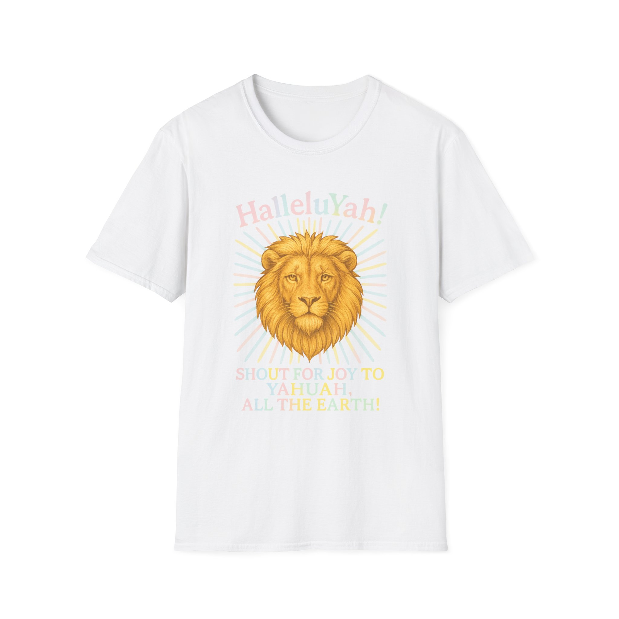 Halleluyah! Lion of Joy Unisex Softstyle T-Shirt, Faith Shirt, Religious Tee, Christian Gift, Spiritual Wear