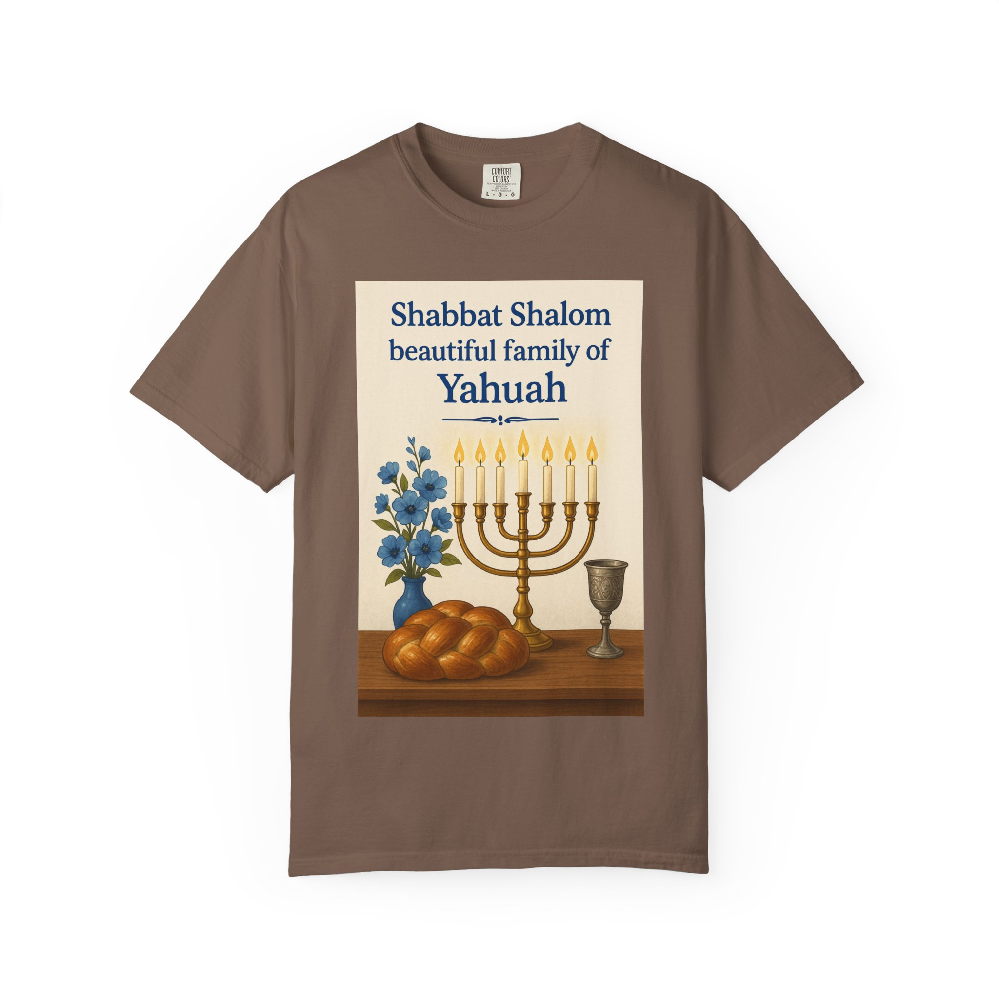 Shabbat Shalom Beautiful Family of Yahuah Tee Unisex Garment-Dyed T-Shirt, Perfect for Family Gatherings & Religious Celebrations - Image 25