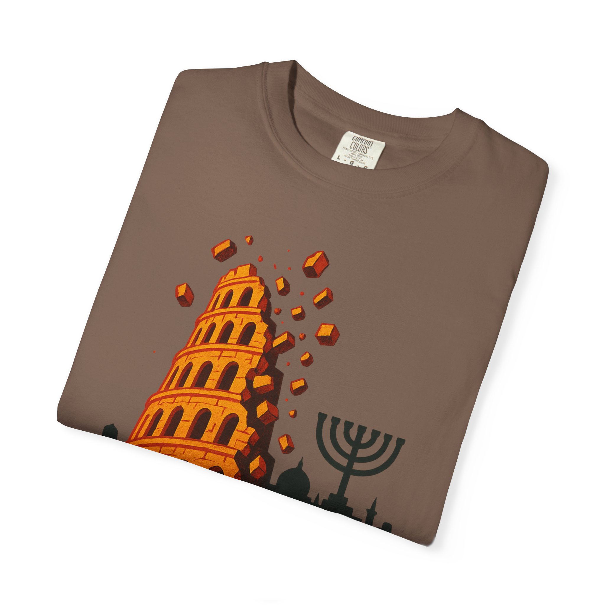 Babylon Is Falling Shirt | Tower of Babel Prophecy Tee | Hebrew Roots Faith T-Shirt | Jerusalem Stands Firm Graphic TopUnisex Garment-Dyed T-shirt - Image 7