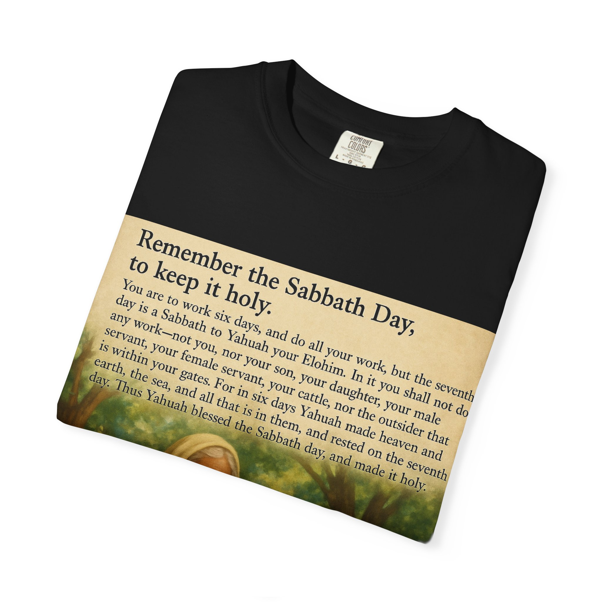 Religious Unisex T-shirt, God and Eve in Garden, Fourth Commandment, Remember the Sabbath Day - Image 55
