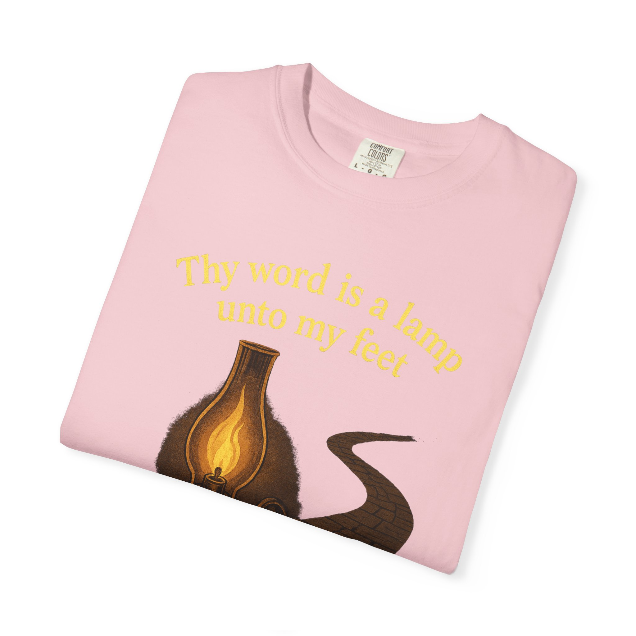 Vintage-Inspired Oil Lamp Unisex Garment-Dyed T-Shirt, Spiritual Tee, Religious Shirt, Biblical Clothing, Christian Apparel - Image 3