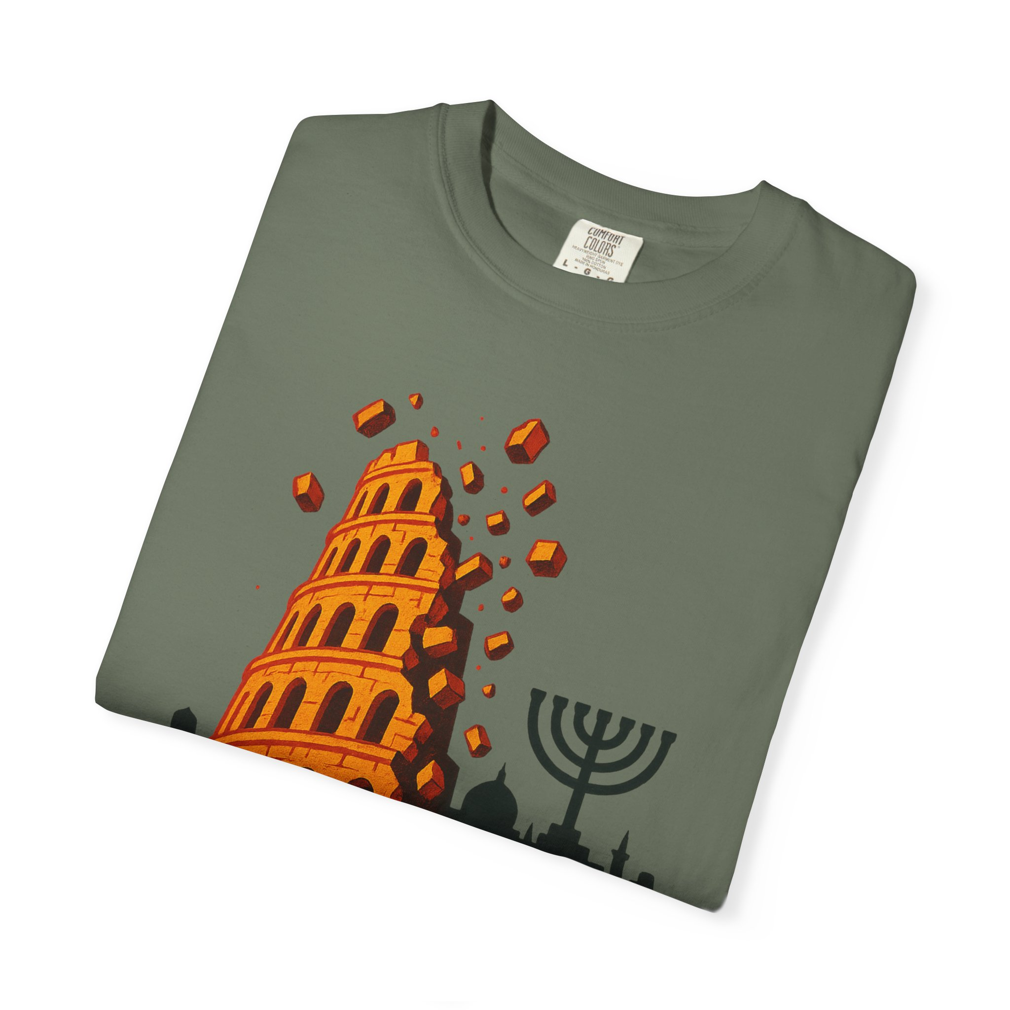 Babylon Is Falling Shirt | Tower of Babel Prophecy Tee | Hebrew Roots Faith T-Shirt | Jerusalem Stands Firm Graphic TopUnisex Garment-Dyed T-shirt - Image 19