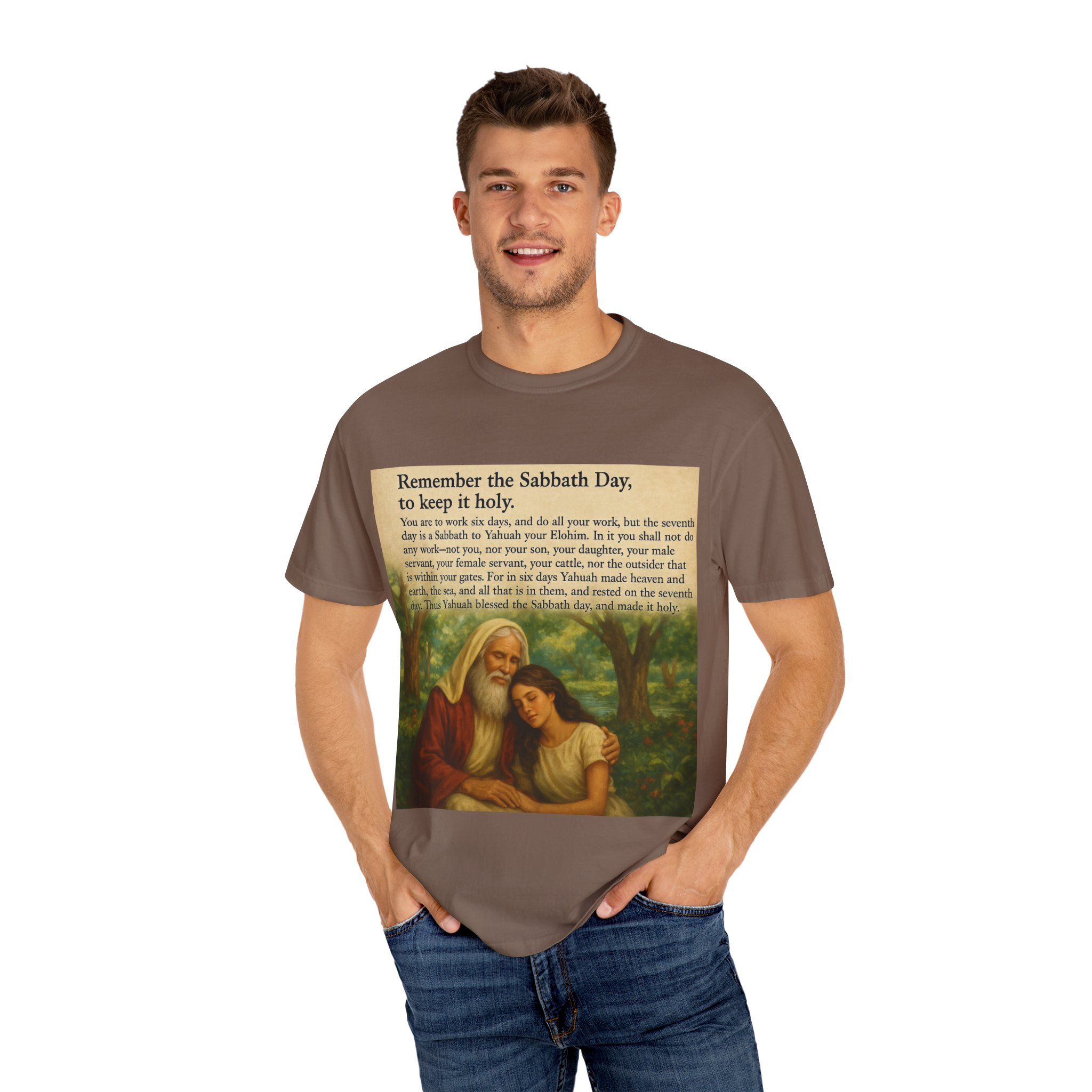 Religious Unisex T-shirt, God and Eve in Garden, Fourth Commandment, Remember the Sabbath Day - Image 36