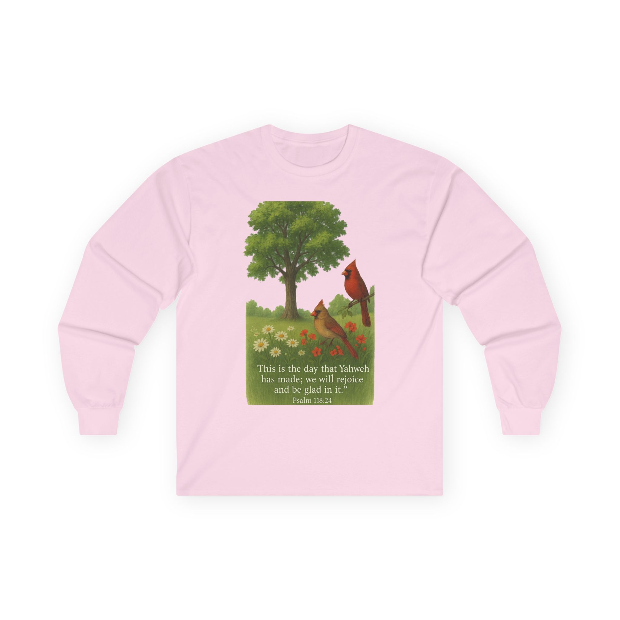 Faith Tree Long Sleeve Tee, Christian Inspirational Shirt, Rejoice in the Moment Top, Psalm 118:24 Tee, Hopeful Floral T-Shirt, Serene - Image 46