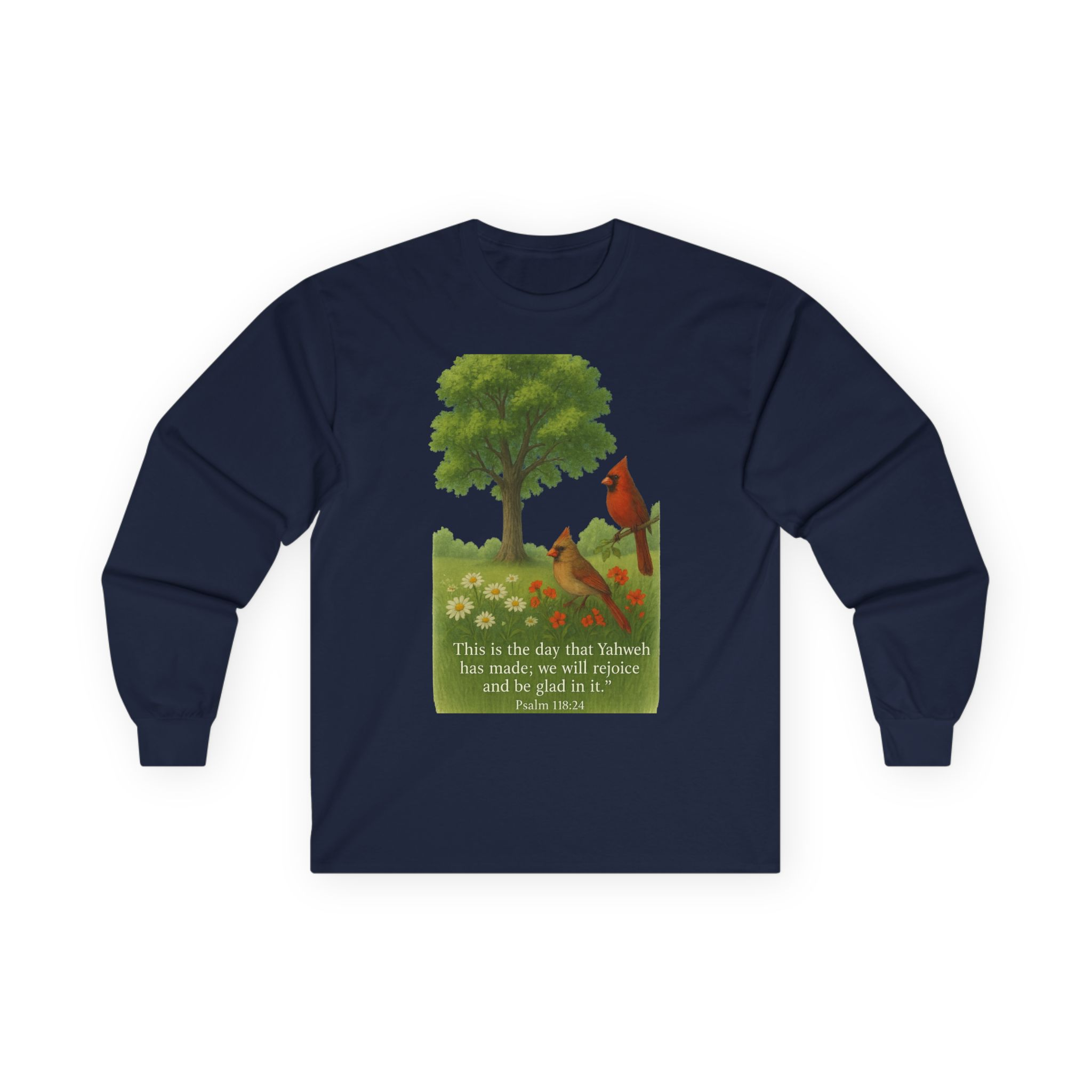 Faith Tree Long Sleeve Tee, Christian Inspirational Shirt, Rejoice in the Moment Top, Psalm 118:24 Tee, Hopeful Floral T-Shirt, Serene - Image 40