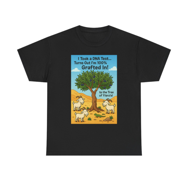 Grafted In DNA Test T Shirt  Wild Olive Tree Cartoon  Hebrew Roots Messianic Tee  100% Grafted In Desert Scene Humorous Unisex Cotton Tee