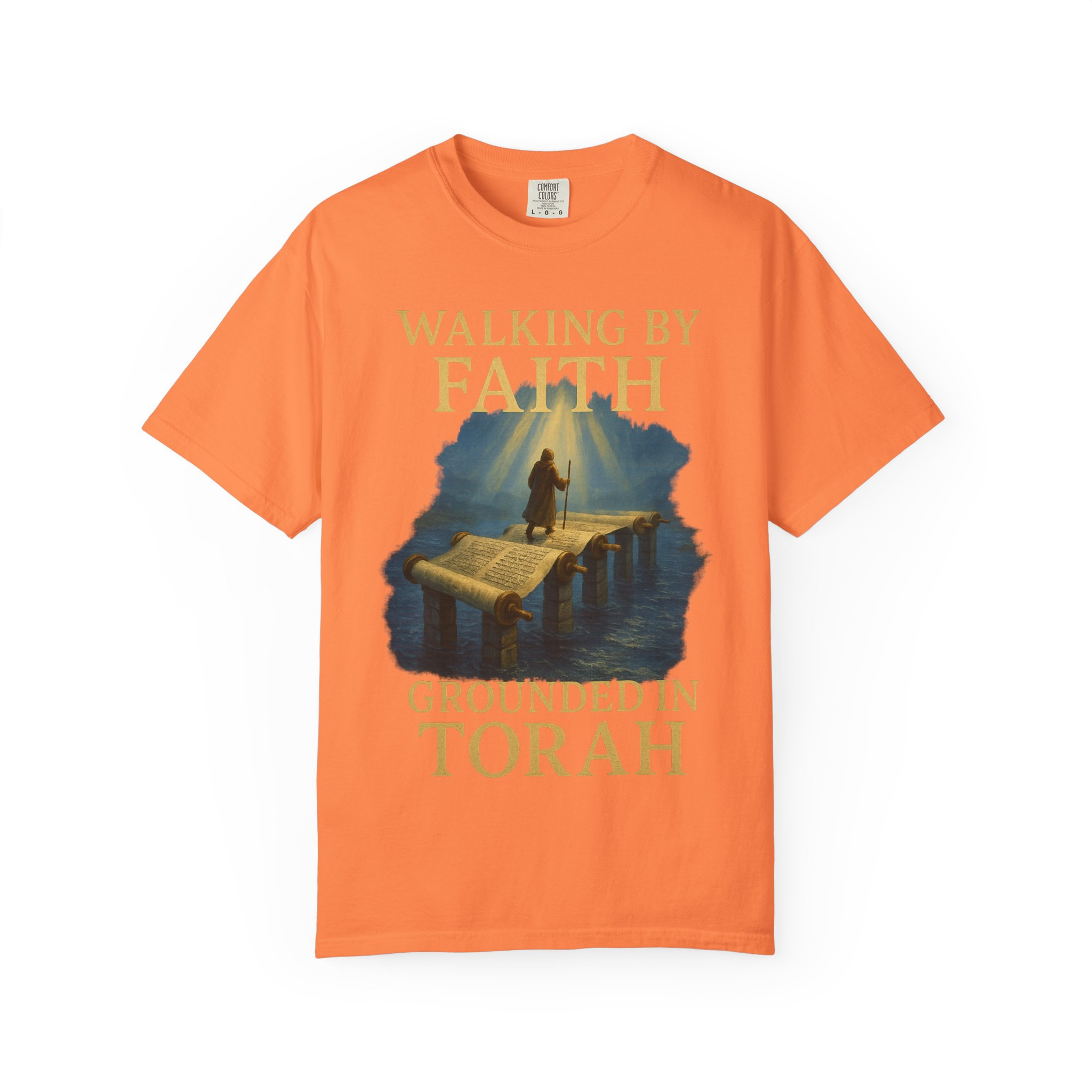 Walking by Faith, Grounded in Torah Scroll Bridge of LightFaith-Inspired Unisex Faith T-Shirt, Torah Gift Inspirational Apparel, Spiritual