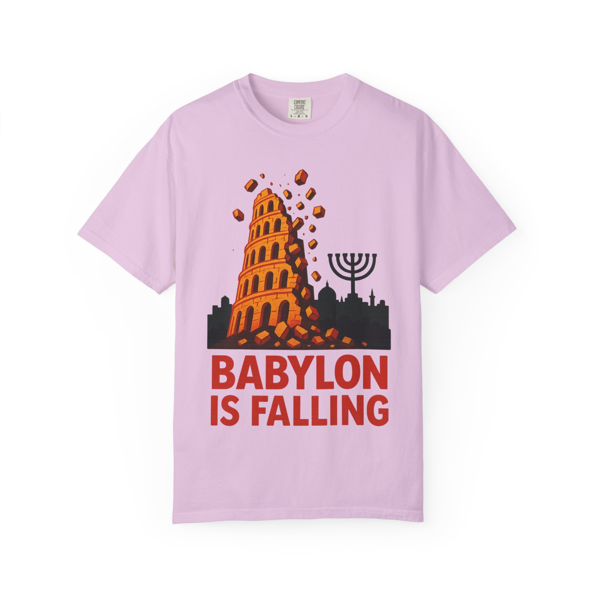 Babylon Is Falling Shirt | Tower of Babel Prophecy Tee | Hebrew Roots Faith T-Shirt | Jerusalem Stands Firm Graphic TopUnisex Garment-Dyed T-shirt - Image 49