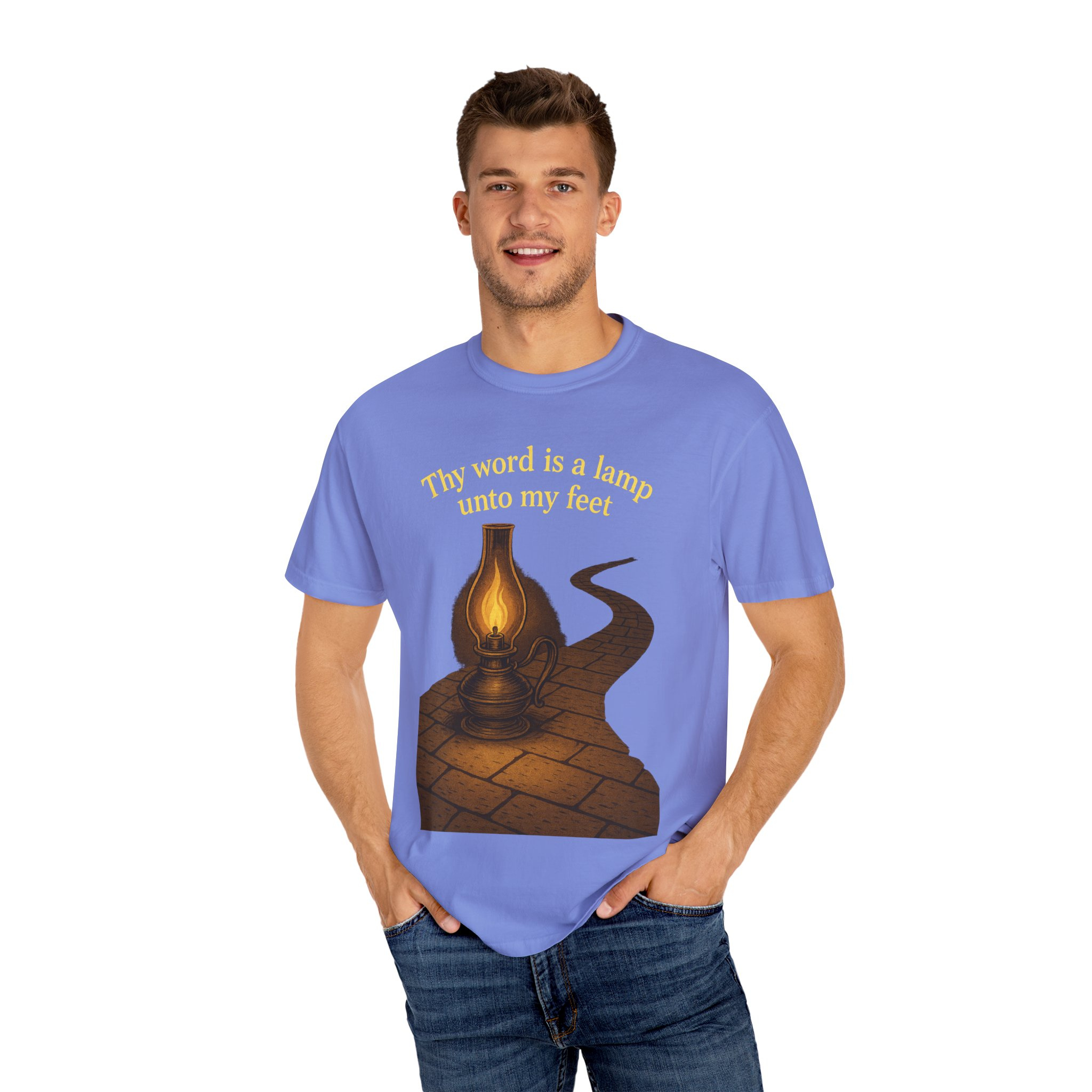 Vintage-Inspired Oil Lamp Unisex Garment-Dyed T-Shirt, Spiritual Tee, Religious Shirt, Biblical Clothing, Christian Apparel - Image 36