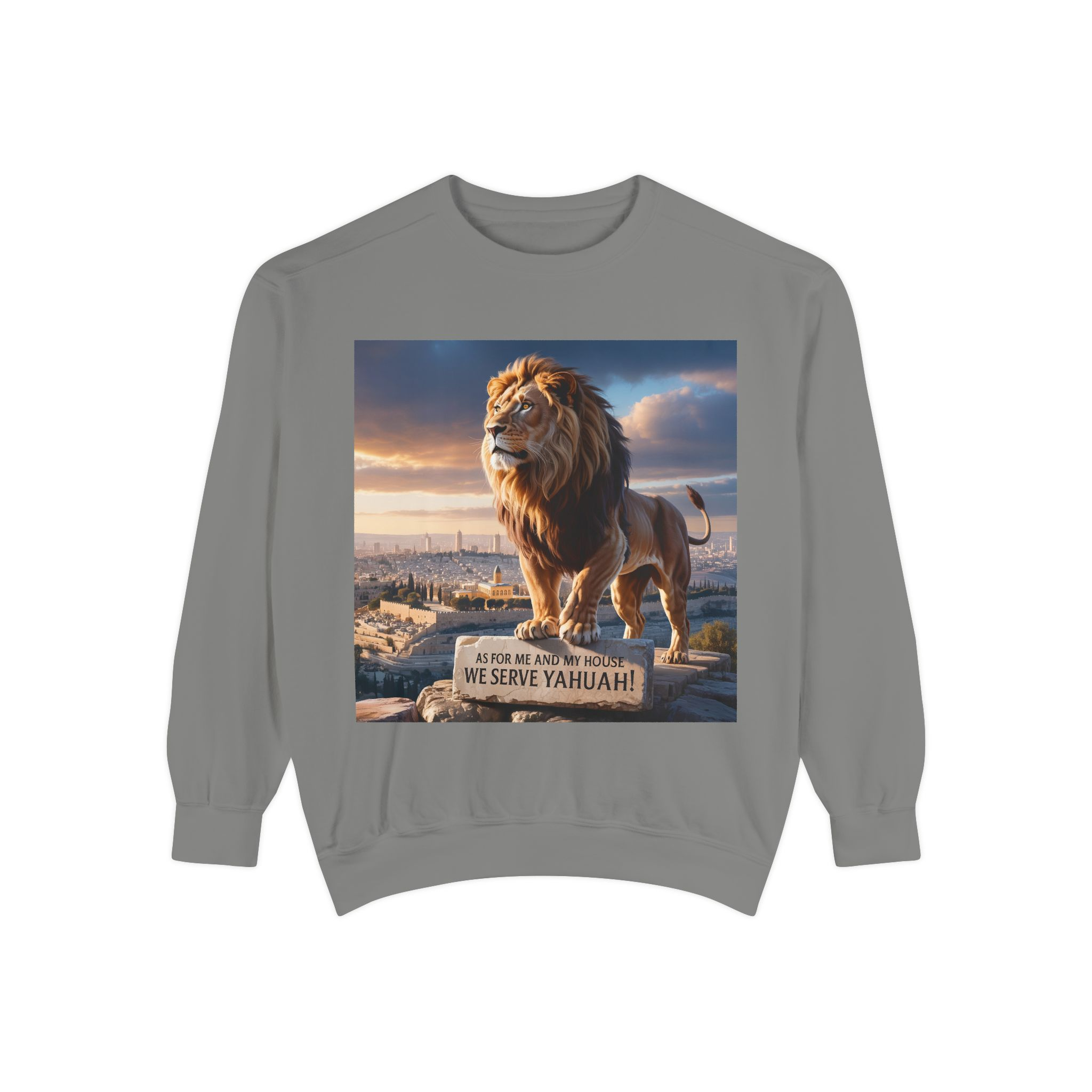Religious Lion Sweatshirt with Jerusalem and Scripture, Christian Unisex Jumper, Serve the Lord, Biblical Gift, Lion of Judah Apparel, - Image 21