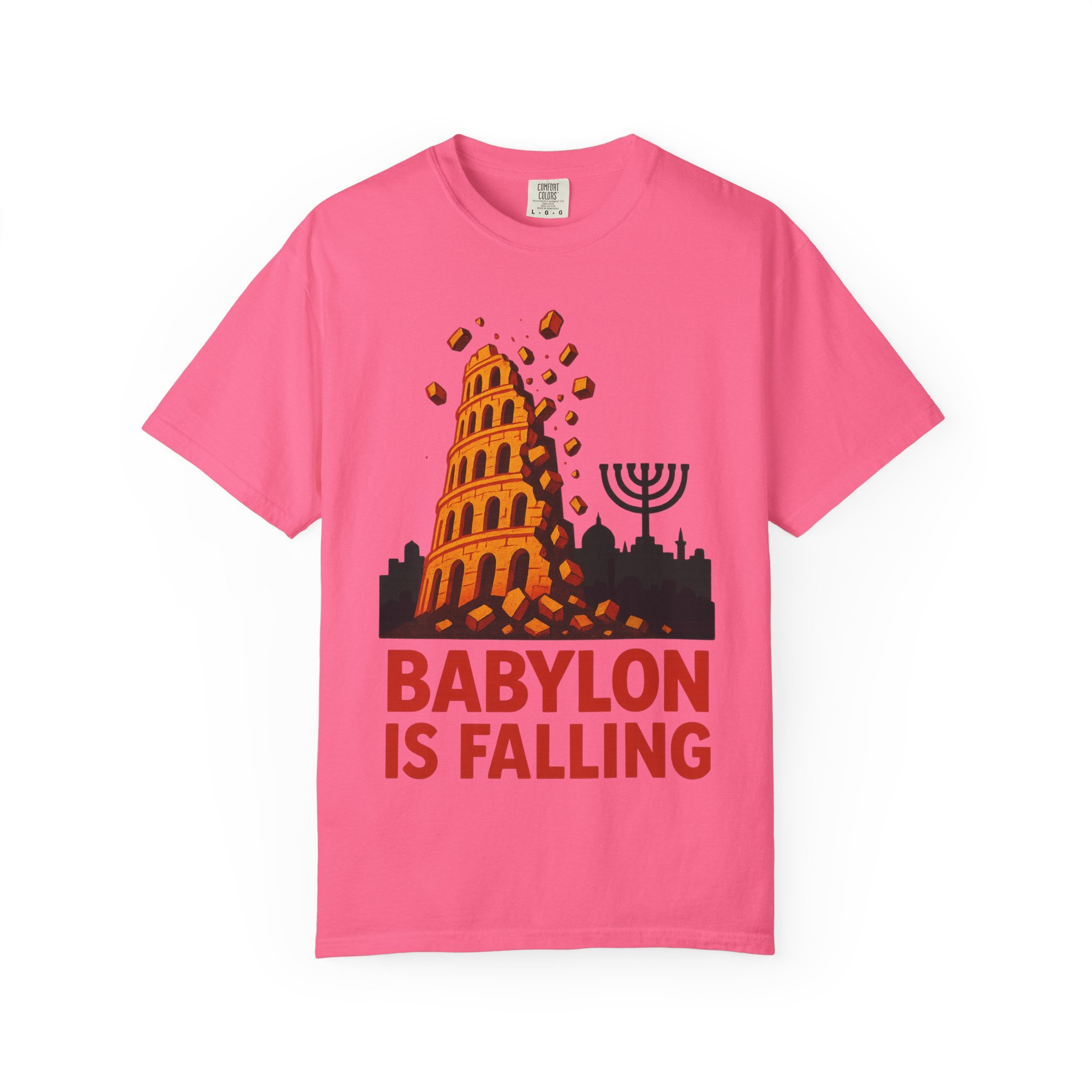 Babylon Is Falling Shirt | Tower of Babel Prophecy Tee | Hebrew Roots Faith T-Shirt | Jerusalem Stands Firm Graphic TopUnisex Garment-Dyed T-shirt - Image 57