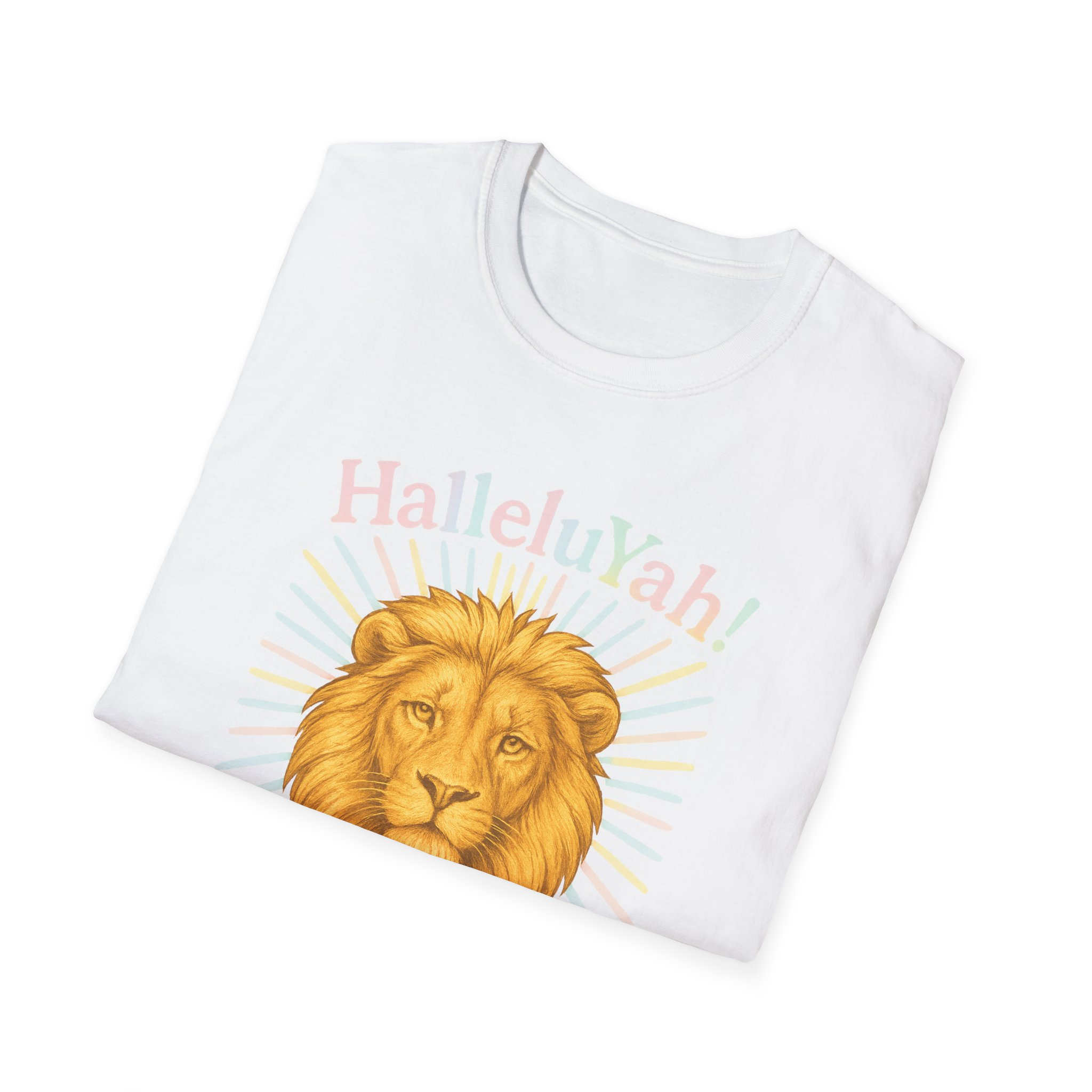 Halleluyah! Lion of Joy Unisex Softstyle T-Shirt, Faith Shirt, Religious Tee, Christian Gift, Spiritual Wear - Image 4