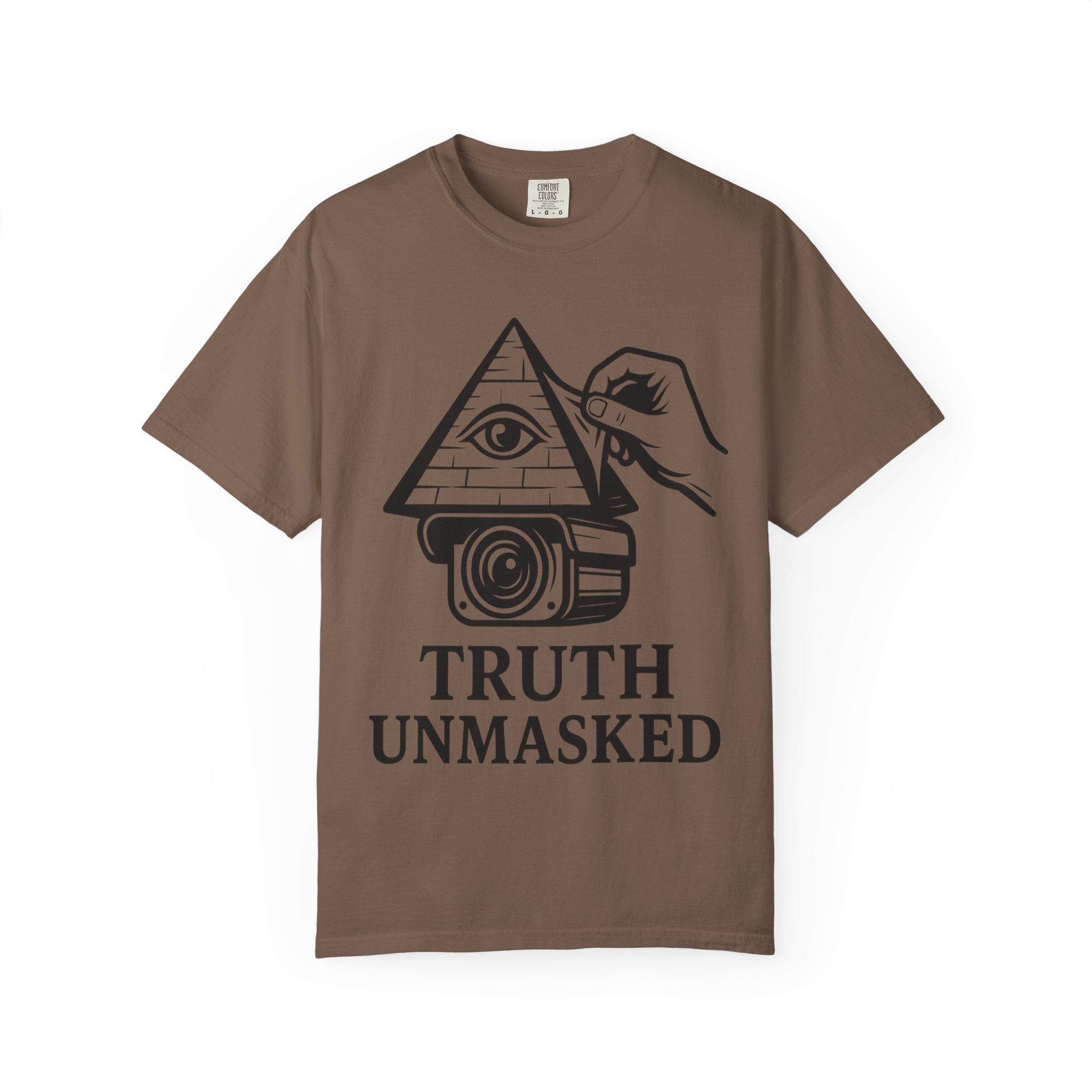 Truth Unmasked Shirt | Pyramid Camera Eye Graphic Tee | Exposing Lies Awareness Conspiracy T-Shirt | Freedom Expression Top - Image 5