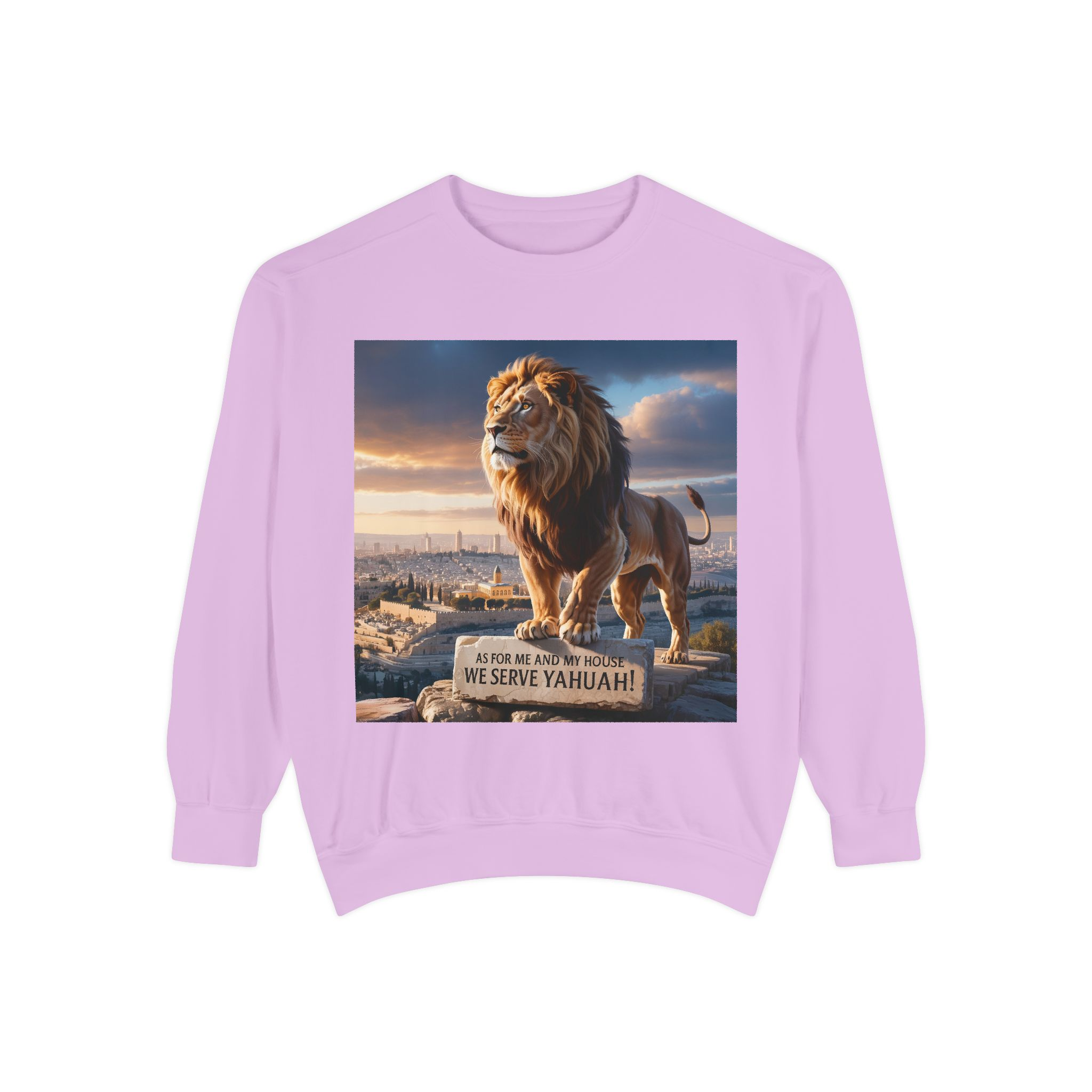 Religious Lion Sweatshirt with Jerusalem and Scripture, Christian Unisex Jumper, Serve the Lord, Biblical Gift, Lion of Judah Apparel, - Image 65