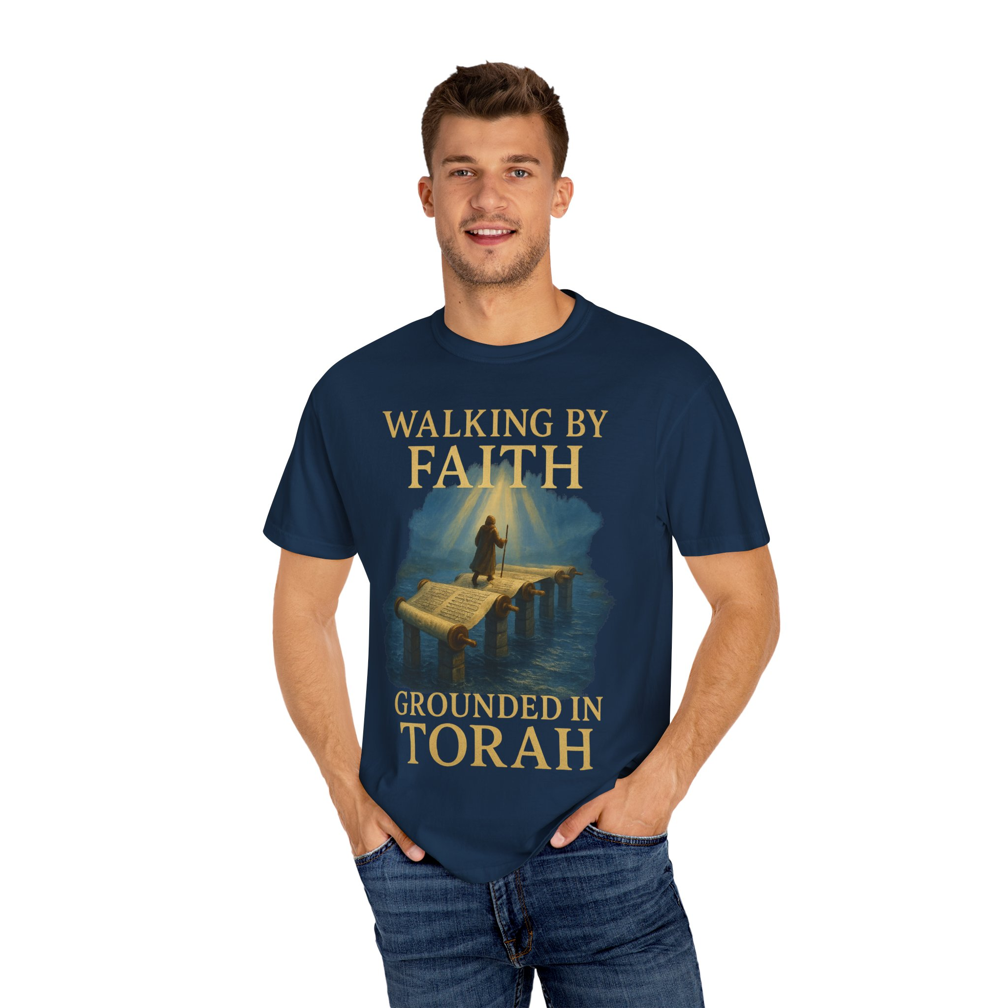 Walking by Faith, Grounded in Torah Scroll Bridge of LightFaith-Inspired Unisex Faith T-Shirt, Torah Gift Inspirational Apparel, Spiritual - Image 28