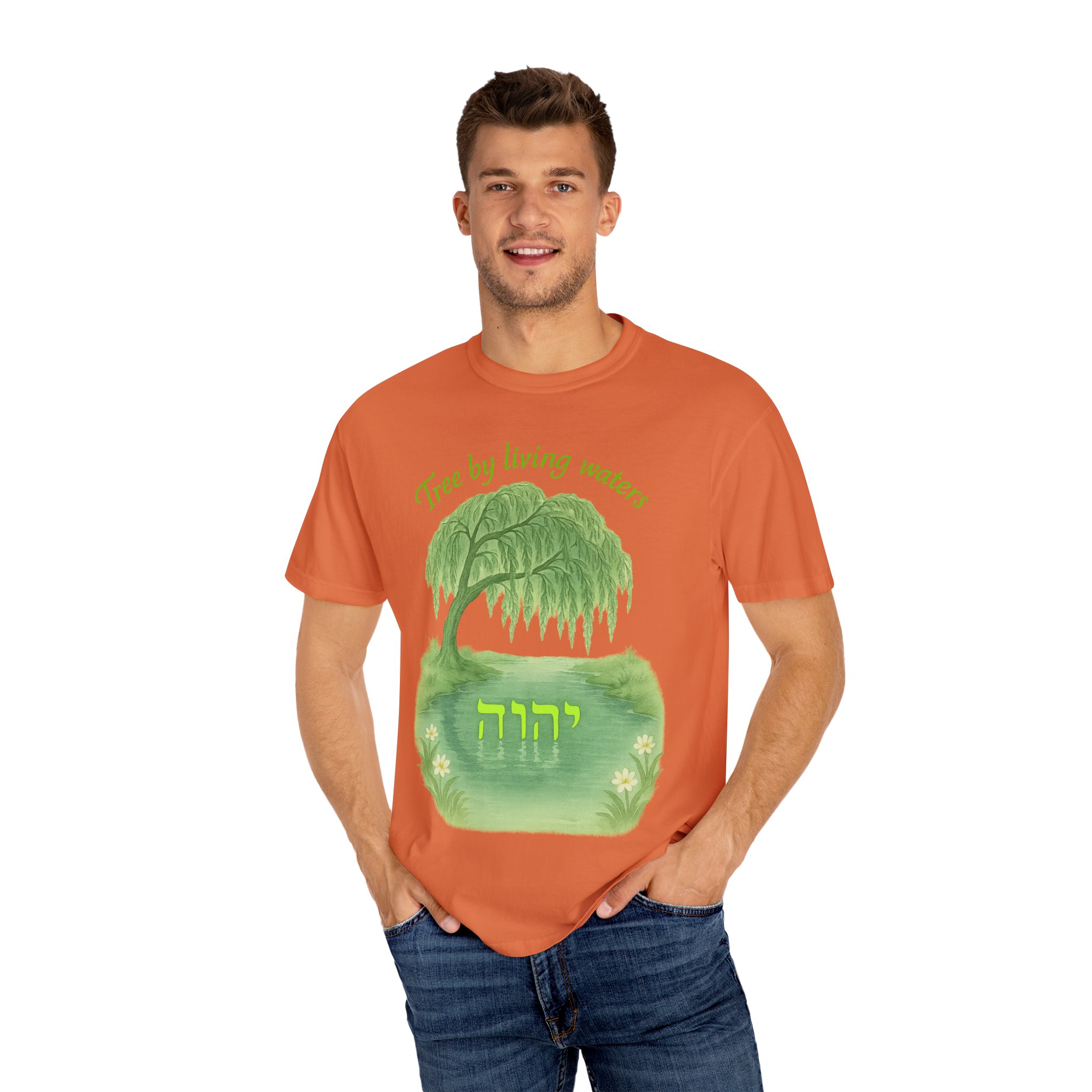 Tree by Living Waters Yahuah Reflected in Stillness, Nature Lover Tee, Spiritual Apparel, Gift for Tree Enthusiasts, Casual Wear, - Image 4