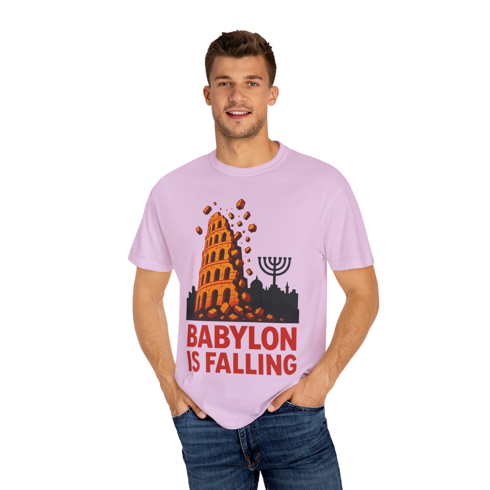 Babylon Is Falling Shirt | Tower of Babel Prophecy Tee | Hebrew Roots Faith T-Shirt | Jerusalem Stands Firm Graphic TopUnisex Garment-Dyed T-shirt - Image 52