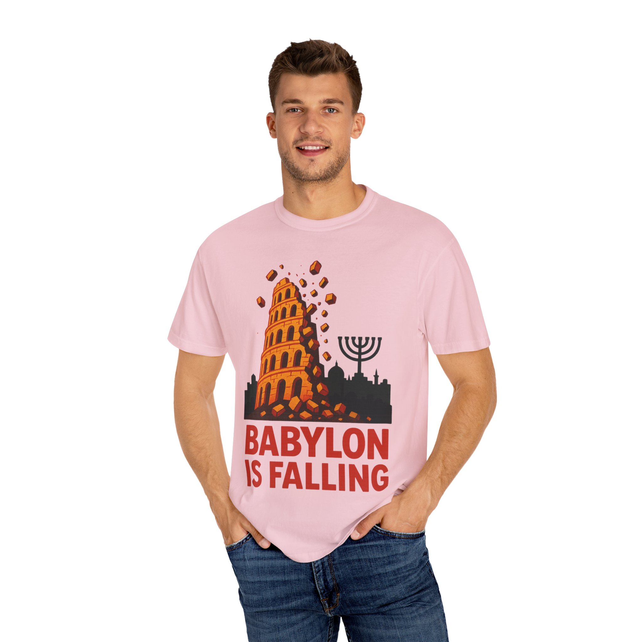 Babylon Is Falling Shirt | Tower of Babel Prophecy Tee | Hebrew Roots Faith T-Shirt | Jerusalem Stands Firm Graphic TopUnisex Garment-Dyed T-shirt - Image 56