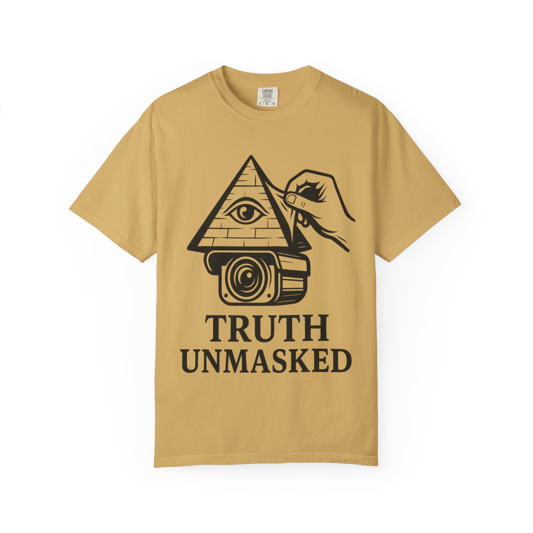 Truth Unmasked Shirt | Pyramid Camera Eye Graphic Tee | Exposing Lies Awareness Conspiracy T-Shirt | Freedom Expression Top - Image 2