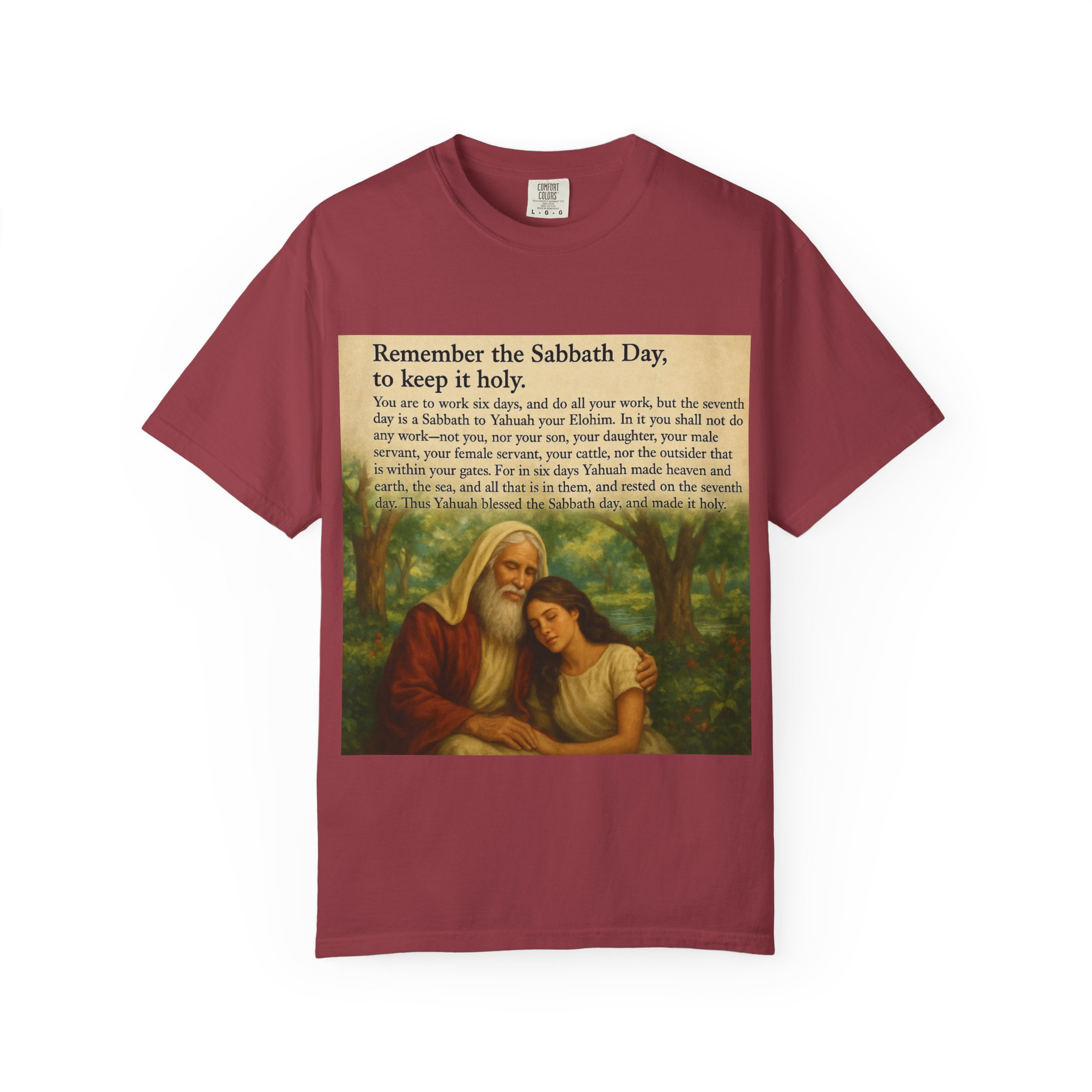 Religious Unisex T-shirt, God and Eve in Garden, Fourth Commandment, Remember the Sabbath Day - Image 57