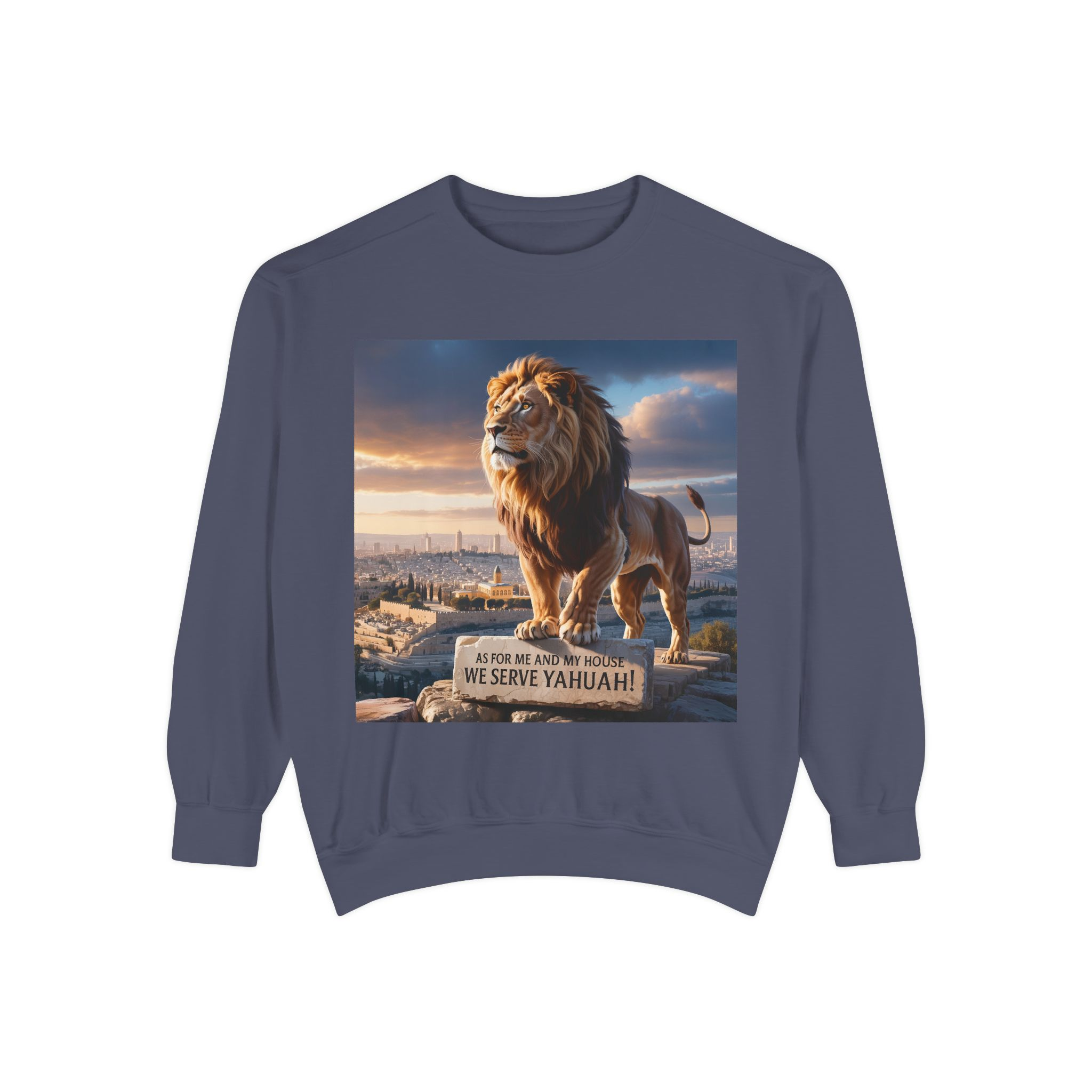 Religious Lion Sweatshirt with Jerusalem and Scripture, Christian Unisex Jumper, Serve the Lord, Biblical Gift, Lion of Judah Apparel, - Image 57