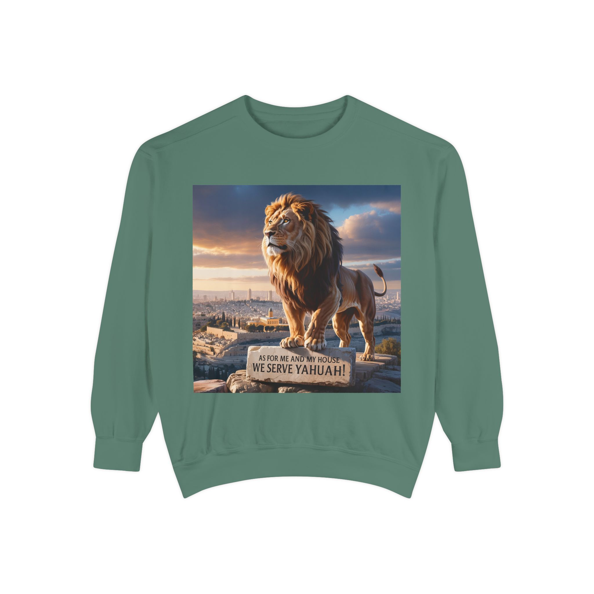 Religious Lion Sweatshirt with Jerusalem and Scripture, Christian Unisex Jumper, Serve the Lord, Biblical Gift, Lion of Judah Apparel, - Image 29