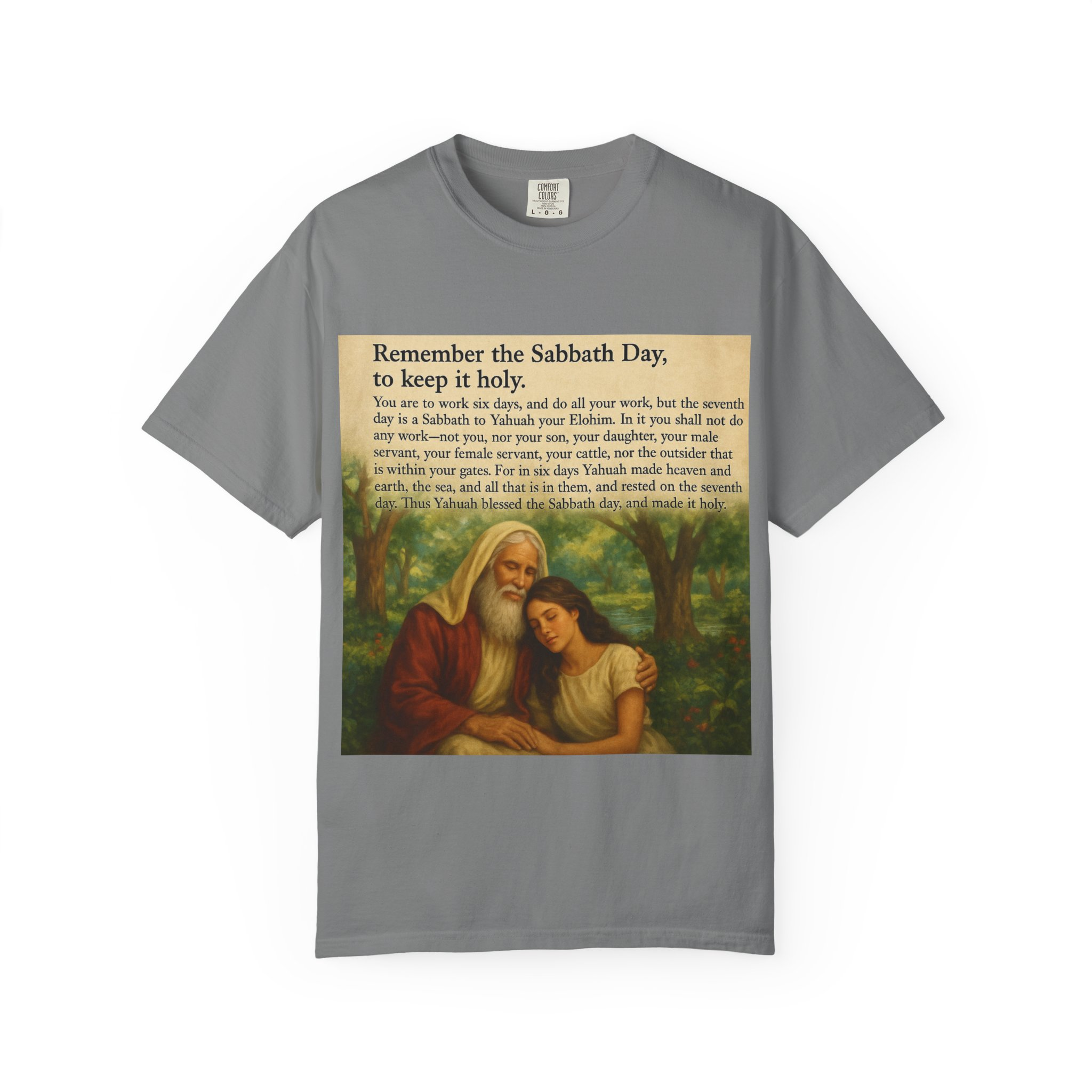 Religious Unisex T-shirt, God and Eve in Garden, Fourth Commandment, Remember the Sabbath Day - Image 41