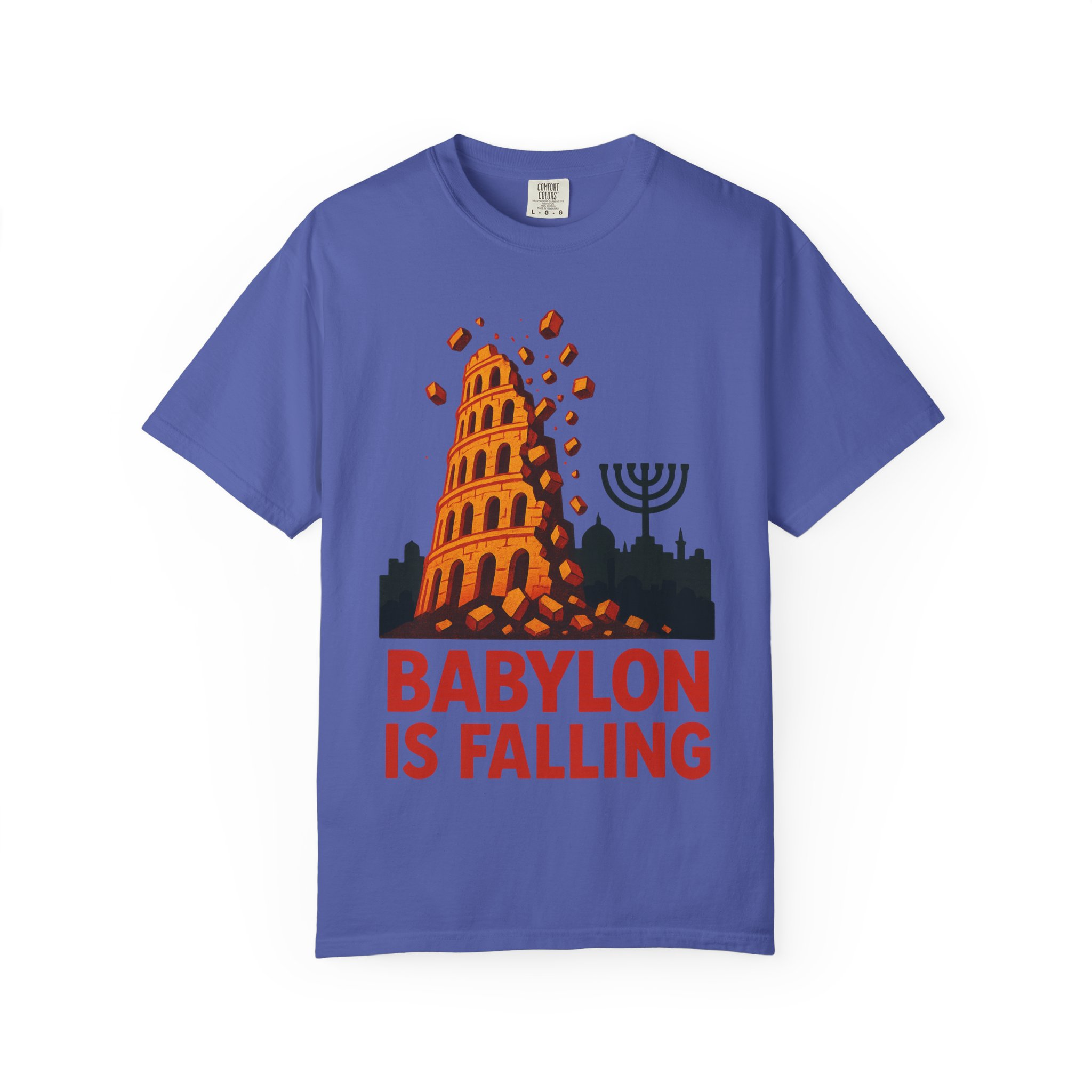 Babylon Is Falling Shirt | Tower of Babel Prophecy Tee | Hebrew Roots Faith T-Shirt | Jerusalem Stands Firm Graphic TopUnisex Garment-Dyed T-shirt - Image 37