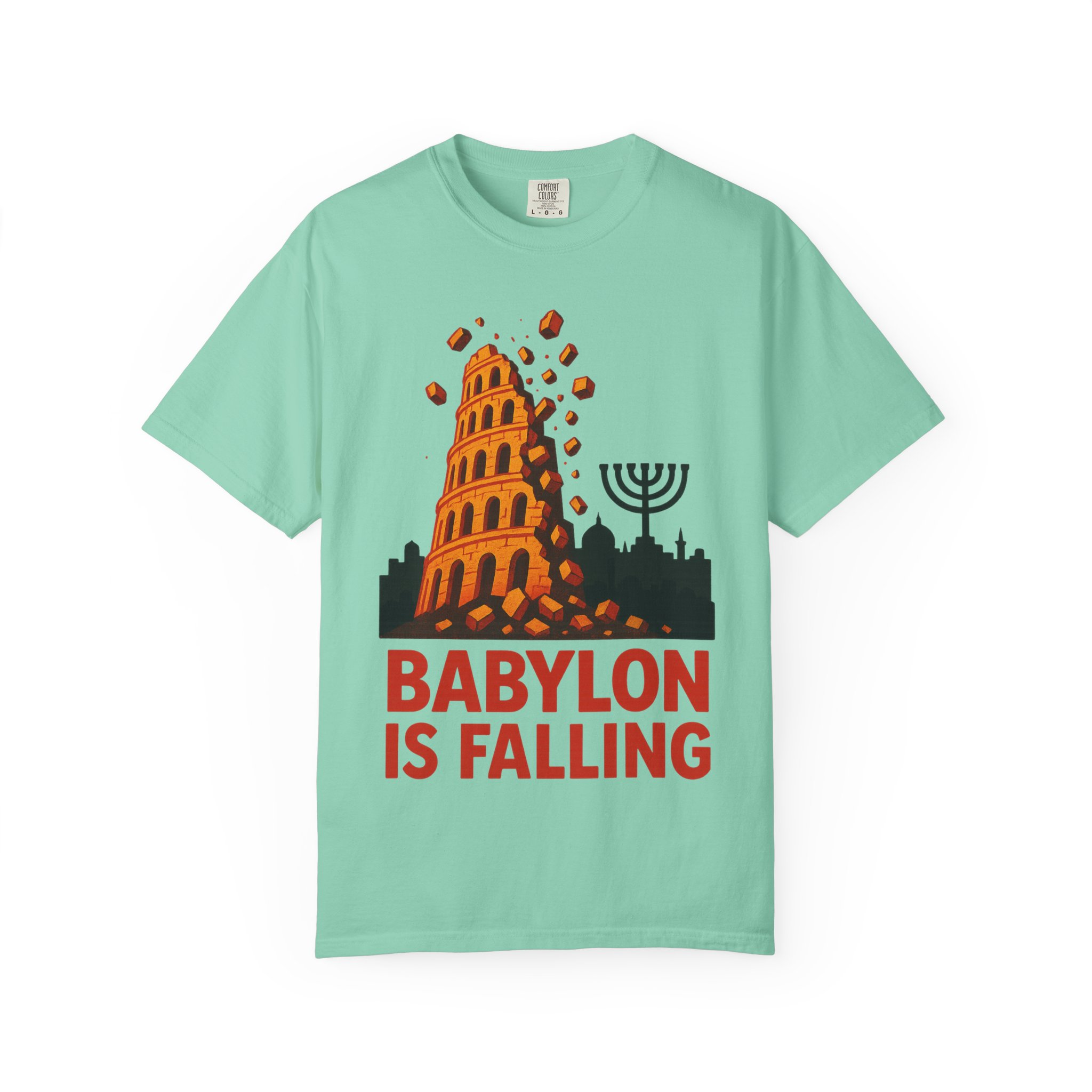 Babylon Is Falling Shirt | Tower of Babel Prophecy Tee | Hebrew Roots Faith T-Shirt | Jerusalem Stands Firm Graphic TopUnisex Garment-Dyed T-shirt - Image 21