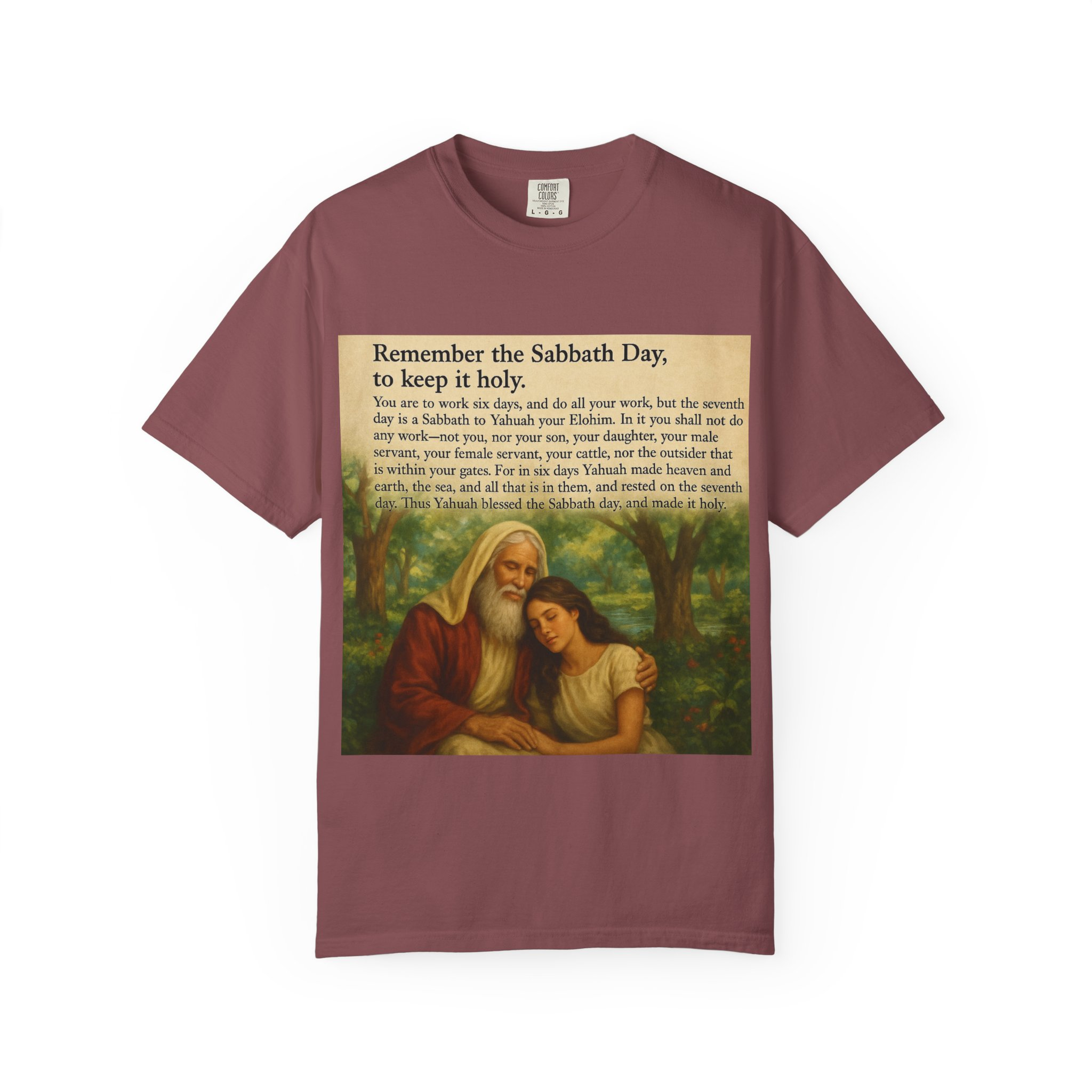 Religious Unisex T-shirt, God and Eve in Garden, Fourth Commandment, Remember the Sabbath Day - Image 17