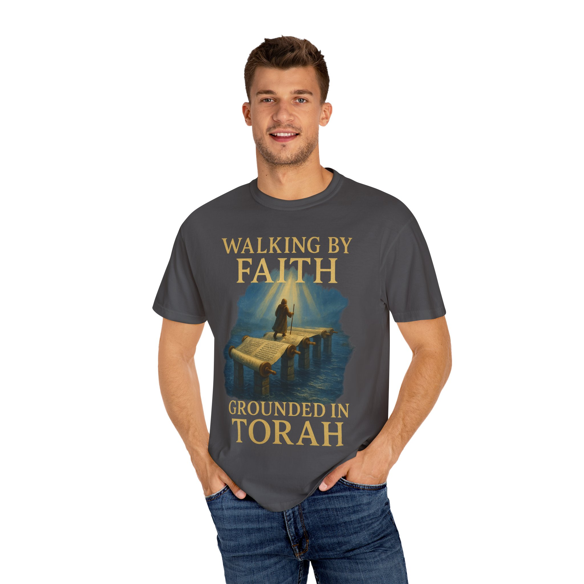 Walking by Faith, Grounded in Torah Scroll Bridge of LightFaith-Inspired Unisex Faith T-Shirt, Torah Gift Inspirational Apparel, Spiritual - Image 32