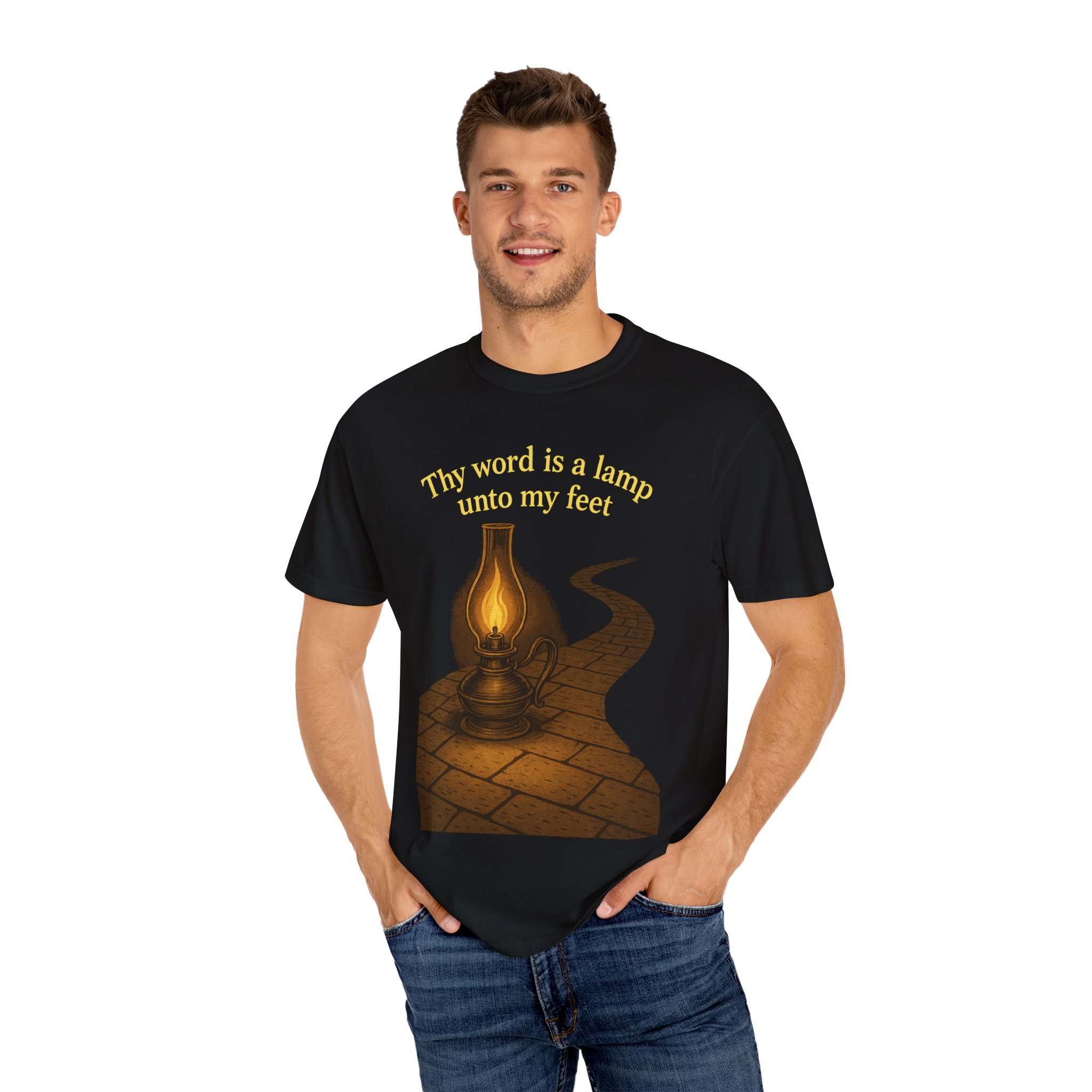 Vintage-Inspired Oil Lamp Unisex Garment-Dyed T-Shirt, Spiritual Tee, Religious Shirt, Biblical Clothing, Christian Apparel - Image 52