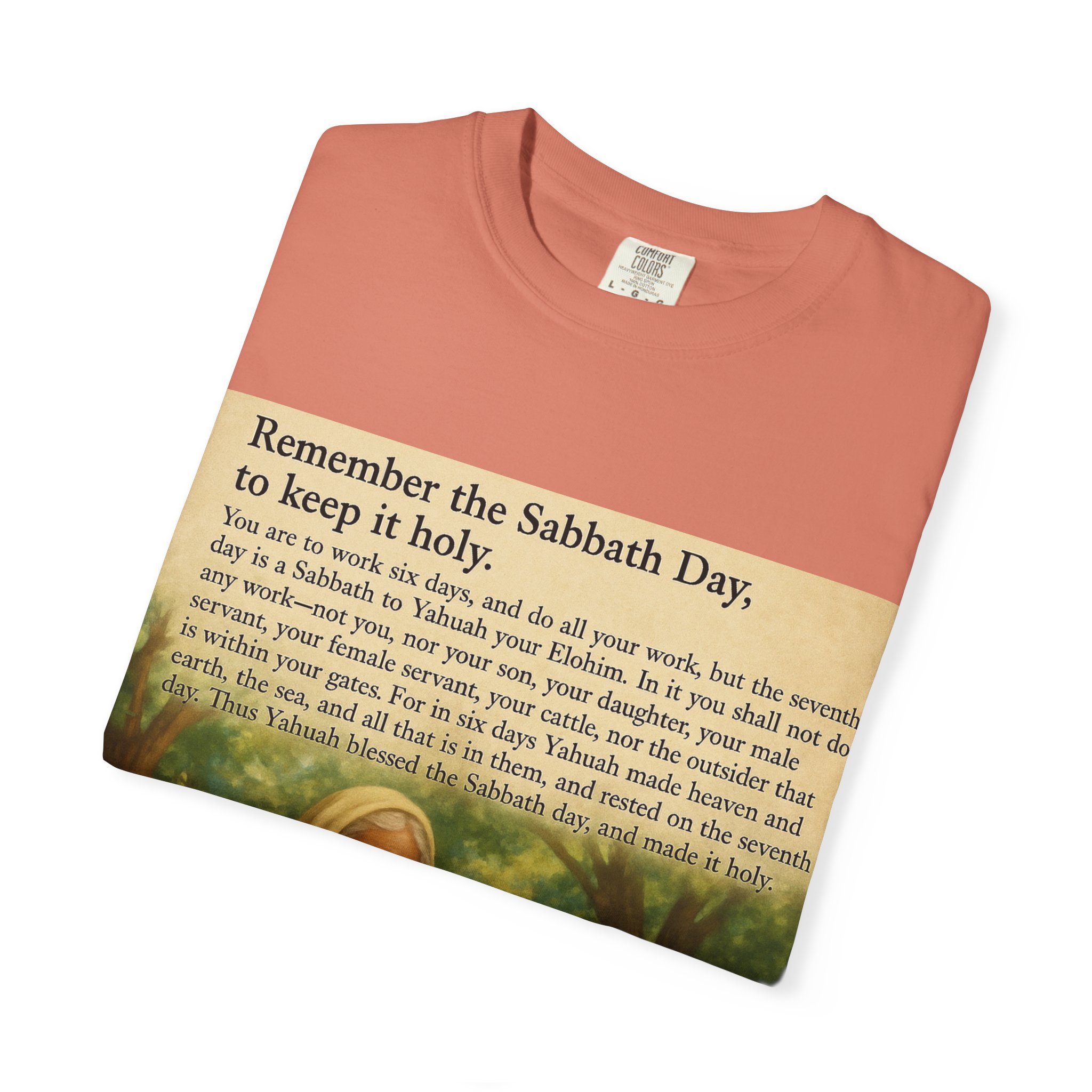 Religious Unisex T-shirt, God and Eve in Garden, Fourth Commandment, Remember the Sabbath Day - Image 11