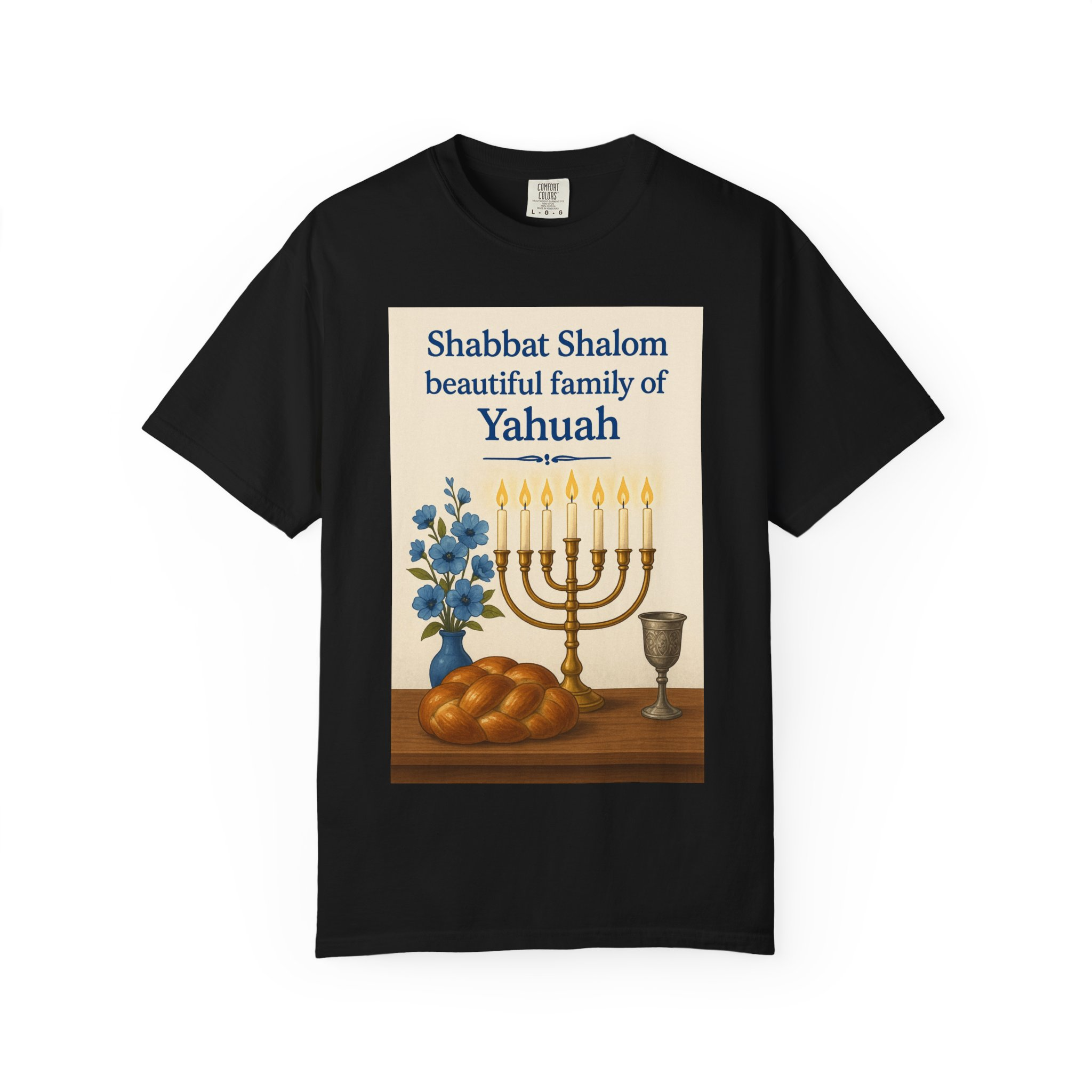 Shabbat Shalom Beautiful Family of Yahuah Tee Unisex Garment-Dyed T-Shirt, Perfect for Family Gatherings & Religious Celebrations - Image 45