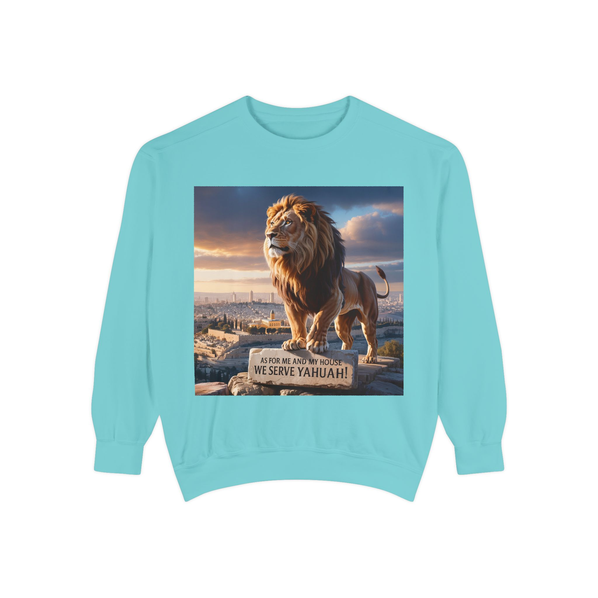 Religious Lion Sweatshirt with Jerusalem and Scripture, Christian Unisex Jumper, Serve the Lord, Biblical Gift, Lion of Judah Apparel, - Image 25