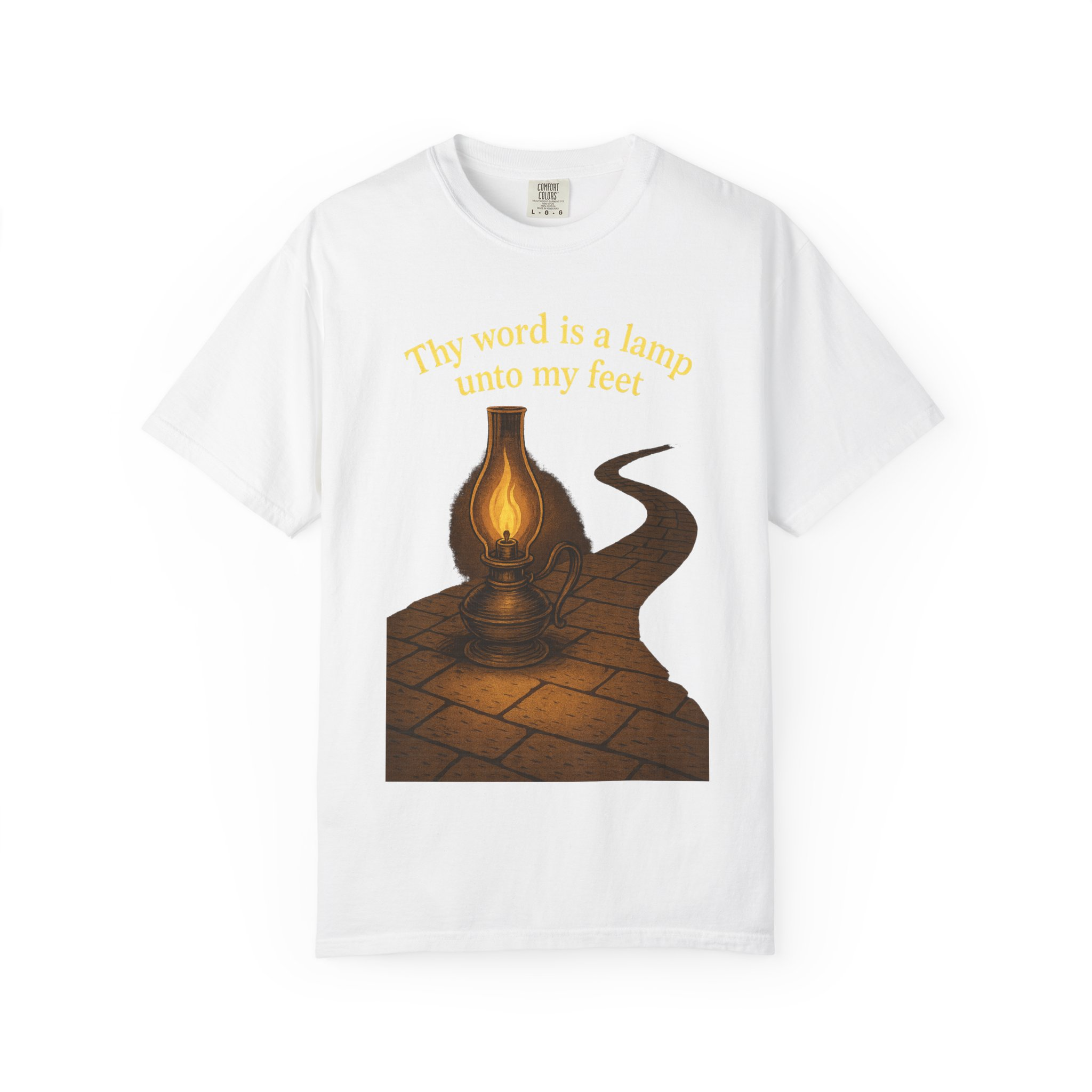 Vintage-Inspired Oil Lamp Unisex Garment-Dyed T-Shirt, Spiritual Tee, Religious Shirt, Biblical Clothing, Christian Apparel - Image 5