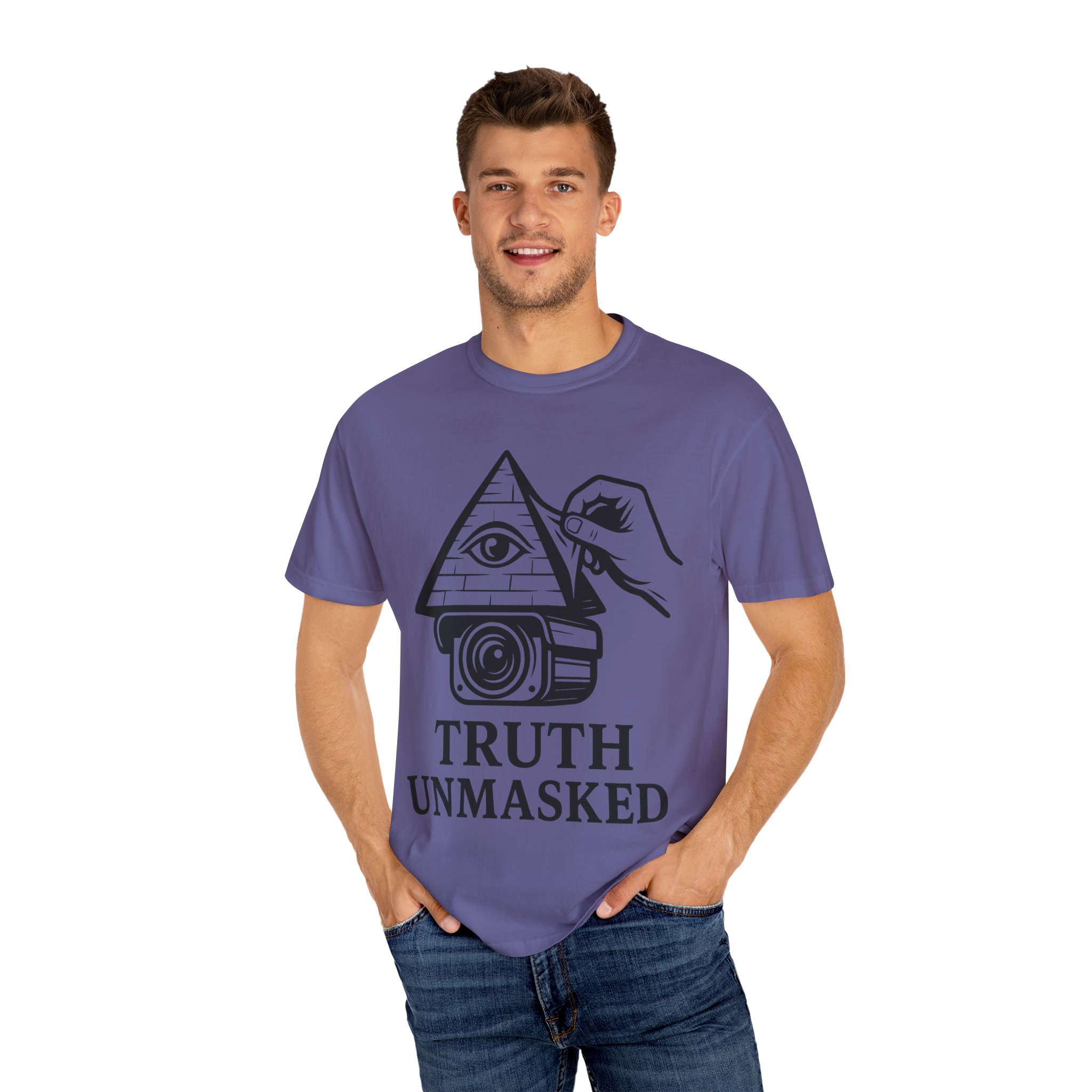 Truth Unmasked Shirt | Pyramid Camera Eye Graphic Tee | Exposing Lies Awareness Conspiracy T-Shirt | Freedom Expression Top - Image 48