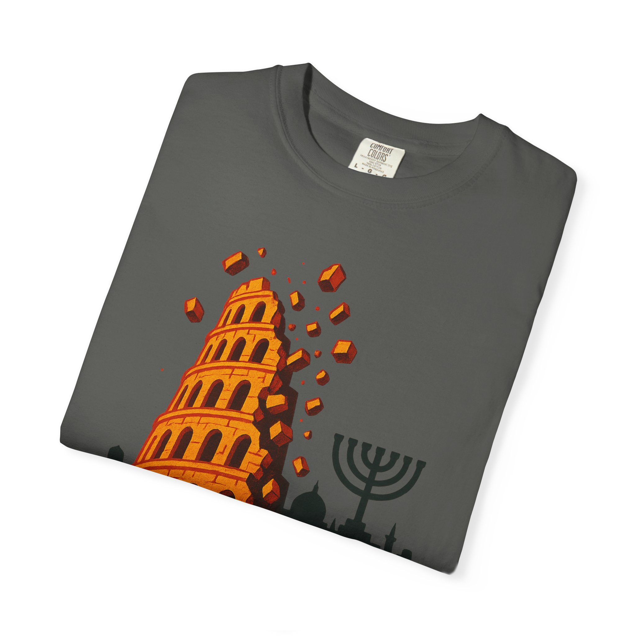 Babylon Is Falling Shirt | Tower of Babel Prophecy Tee | Hebrew Roots Faith T-Shirt | Jerusalem Stands Firm Graphic TopUnisex Garment-Dyed T-shirt - Image 11
