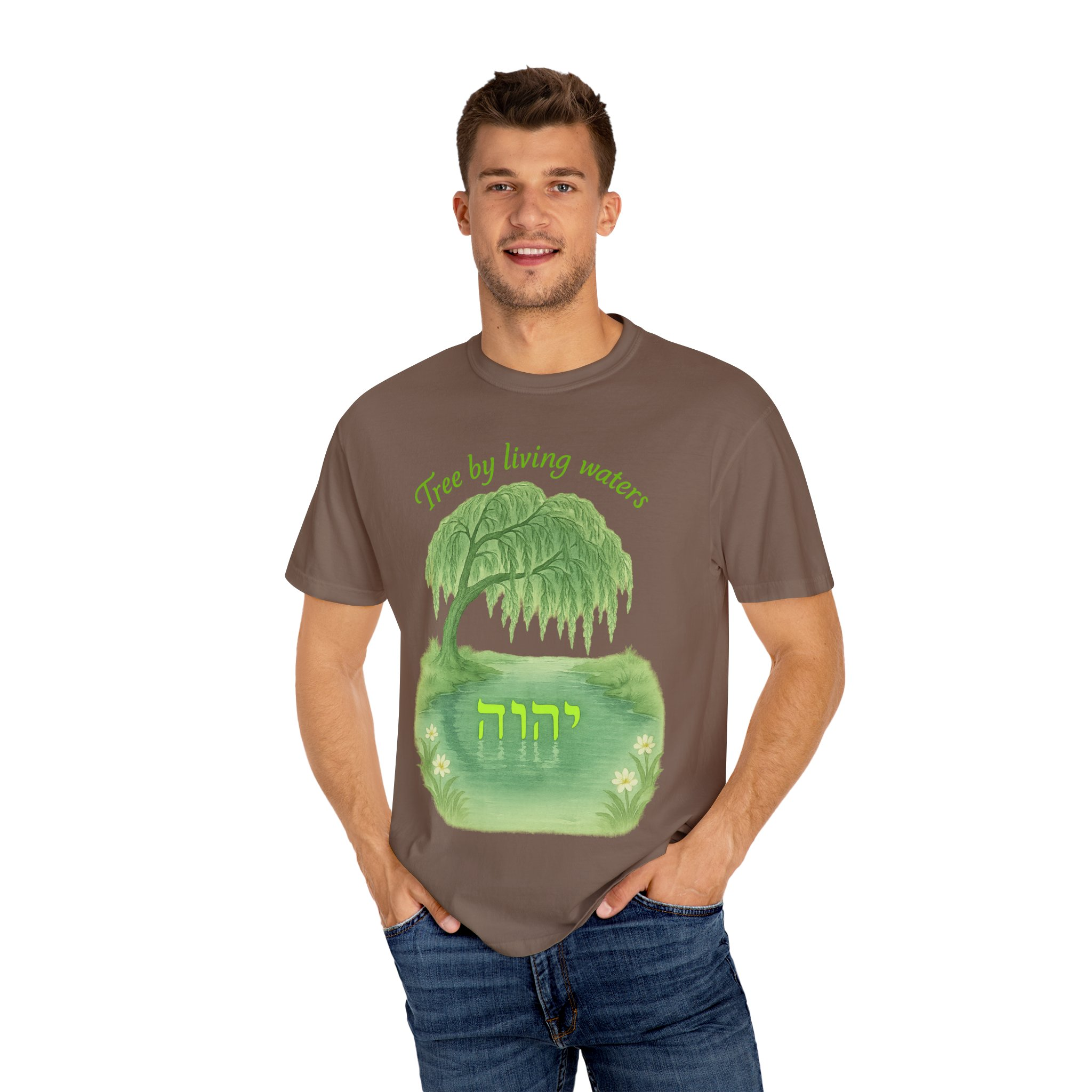 Tree by Living Waters Yahuah Reflected in Stillness, Nature Lover Tee, Spiritual Apparel, Gift for Tree Enthusiasts, Casual Wear, - Image 8