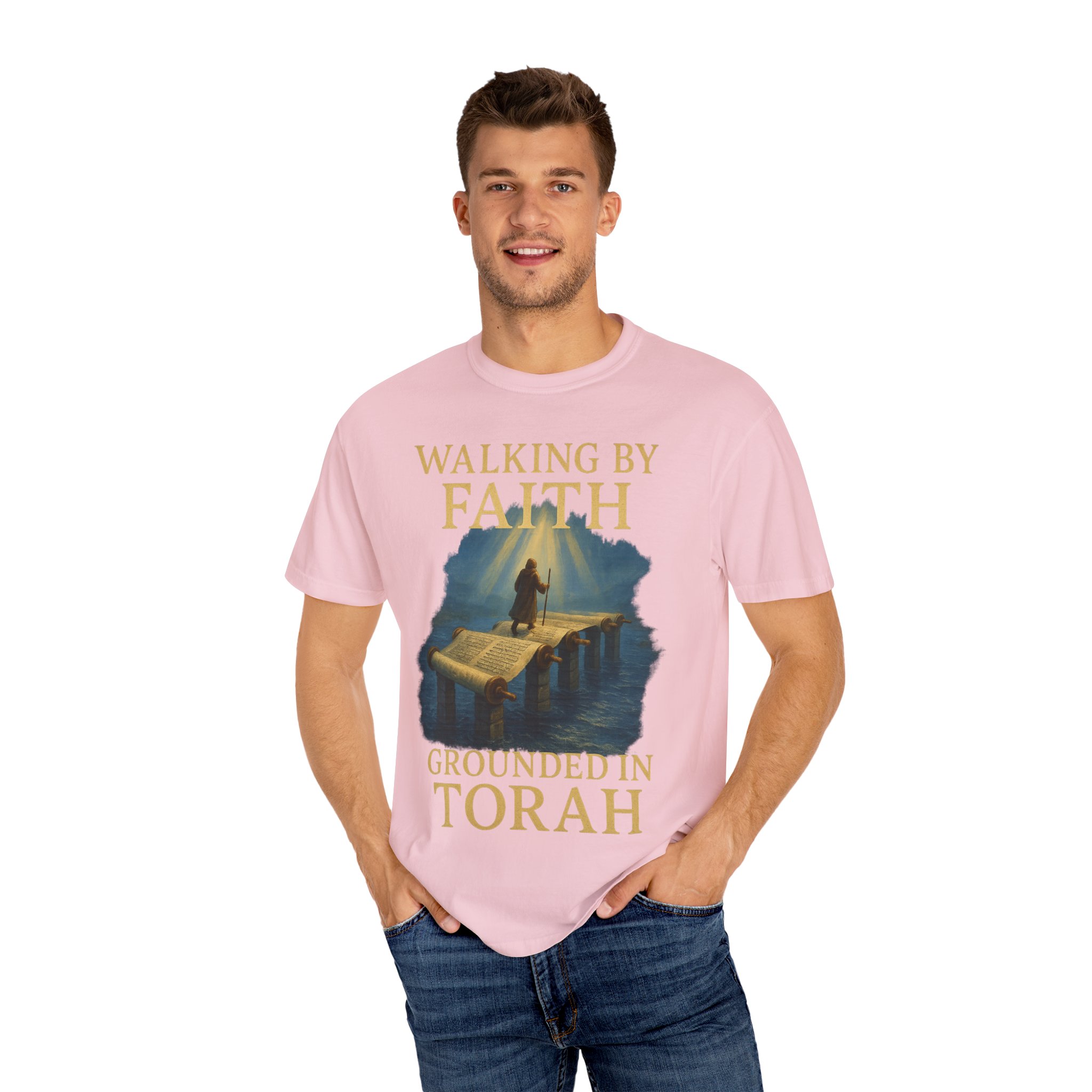 Walking by Faith, Grounded in Torah Scroll Bridge of LightFaith-Inspired Unisex Faith T-Shirt, Torah Gift Inspirational Apparel, Spiritual - Image 44