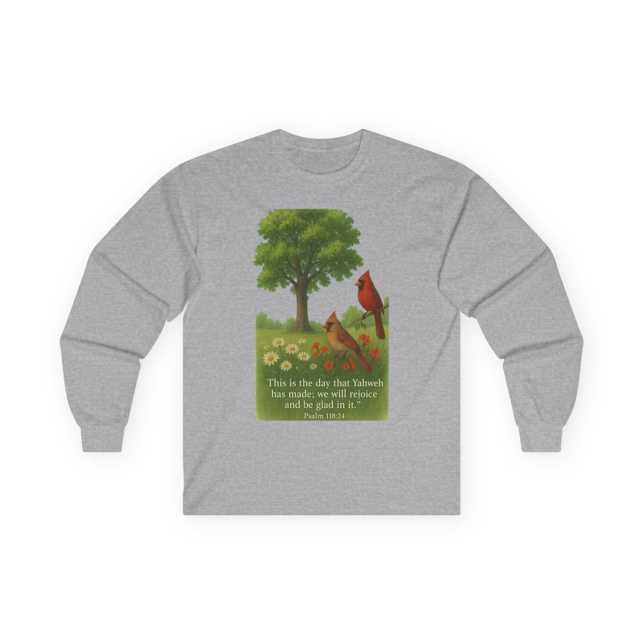 Faith Tree Long Sleeve Tee, Christian Inspirational Shirt, Rejoice in the Moment Top, Psalm 118:24 Tee, Hopeful Floral T-Shirt, Serene - Image 10