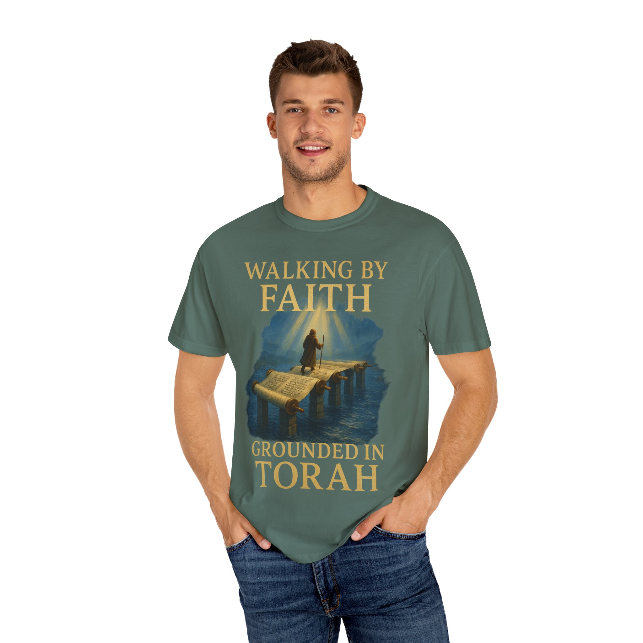 Walking by Faith, Grounded in Torah Scroll Bridge of LightFaith-Inspired Unisex Faith T-Shirt, Torah Gift Inspirational Apparel, Spiritual - Image 16