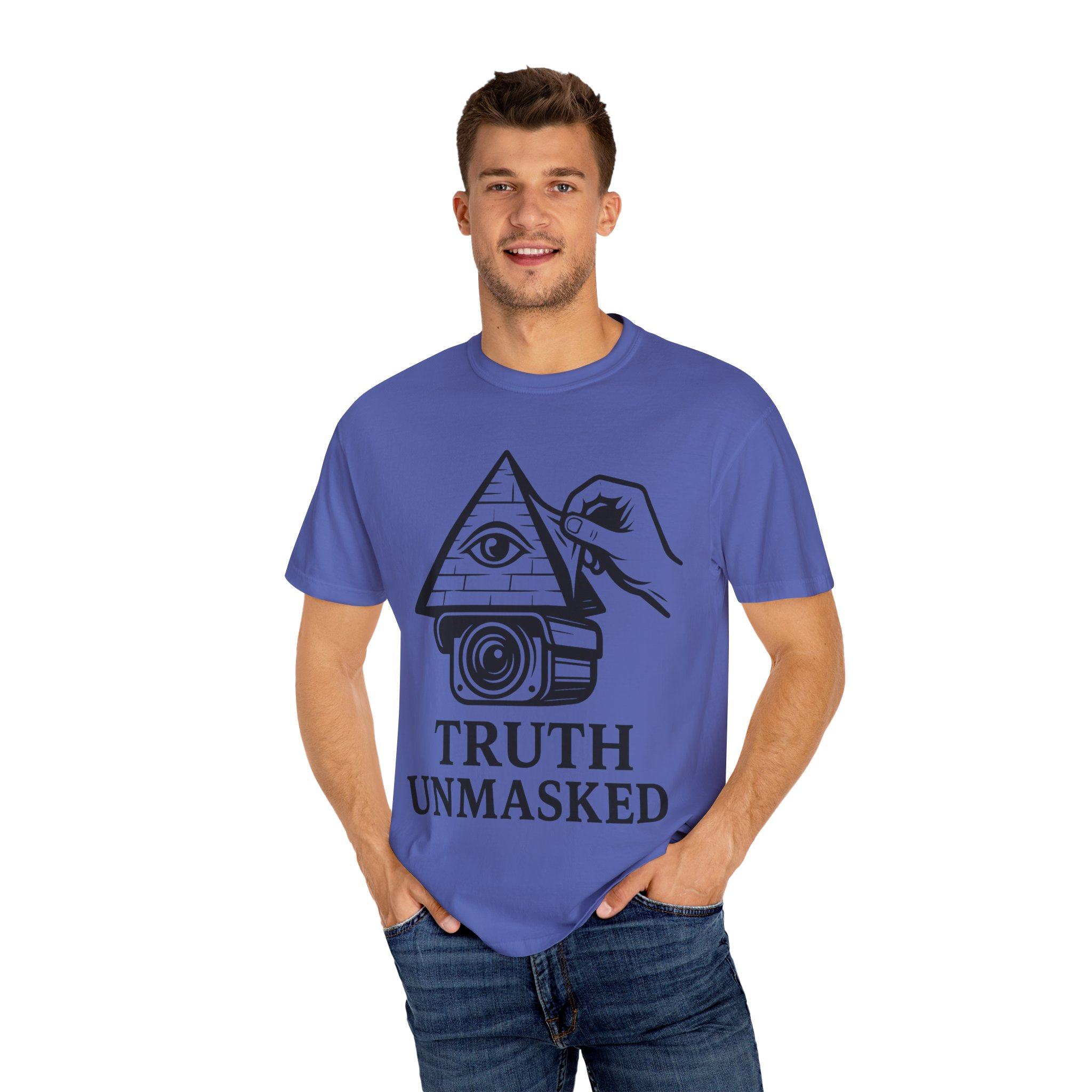 Truth Unmasked Shirt | Pyramid Camera Eye Graphic Tee | Exposing Lies Awareness Conspiracy T-Shirt | Freedom Expression Top - Image 32