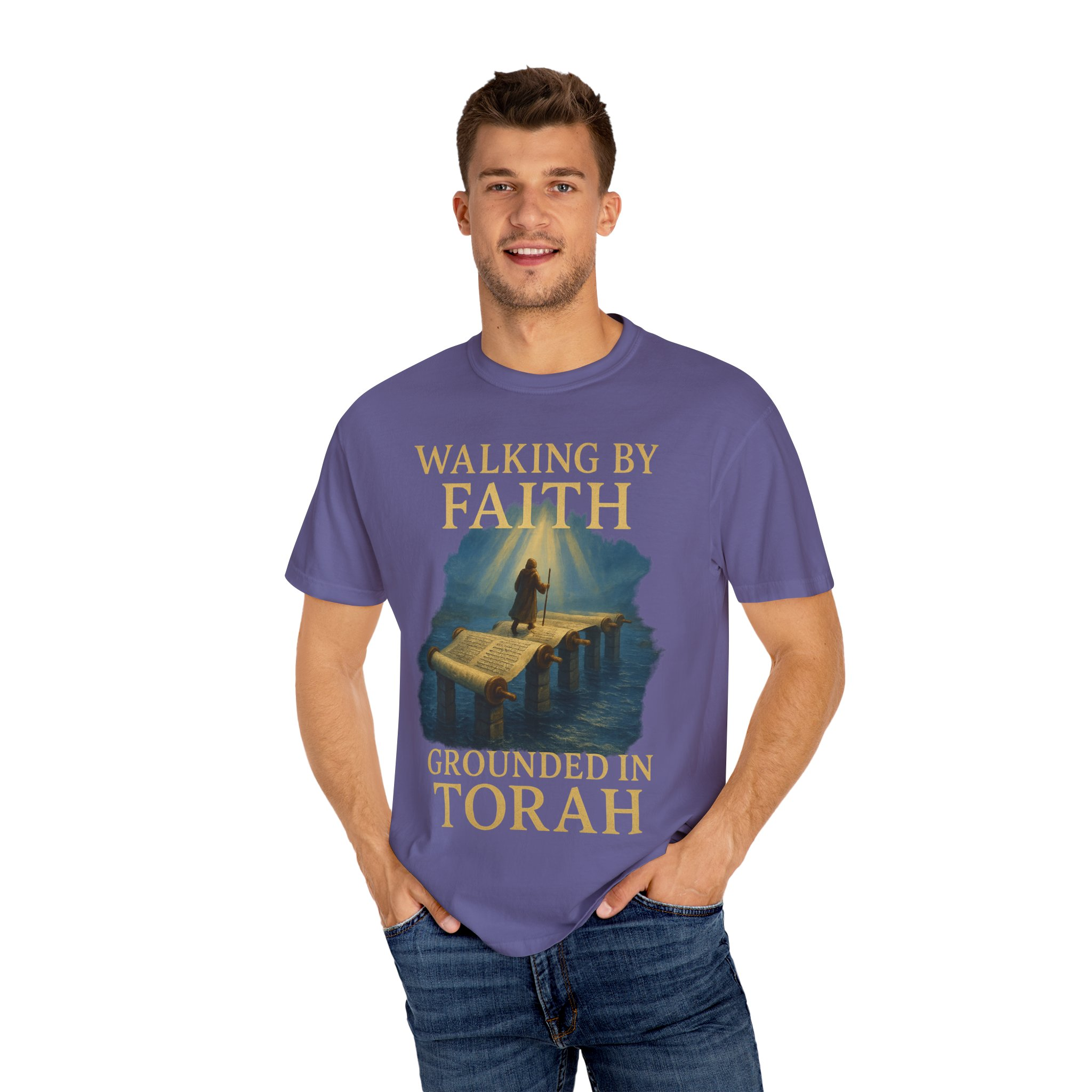 Walking by Faith, Grounded in Torah Scroll Bridge of LightFaith-Inspired Unisex Faith T-Shirt, Torah Gift Inspirational Apparel, Spiritual - Image 40