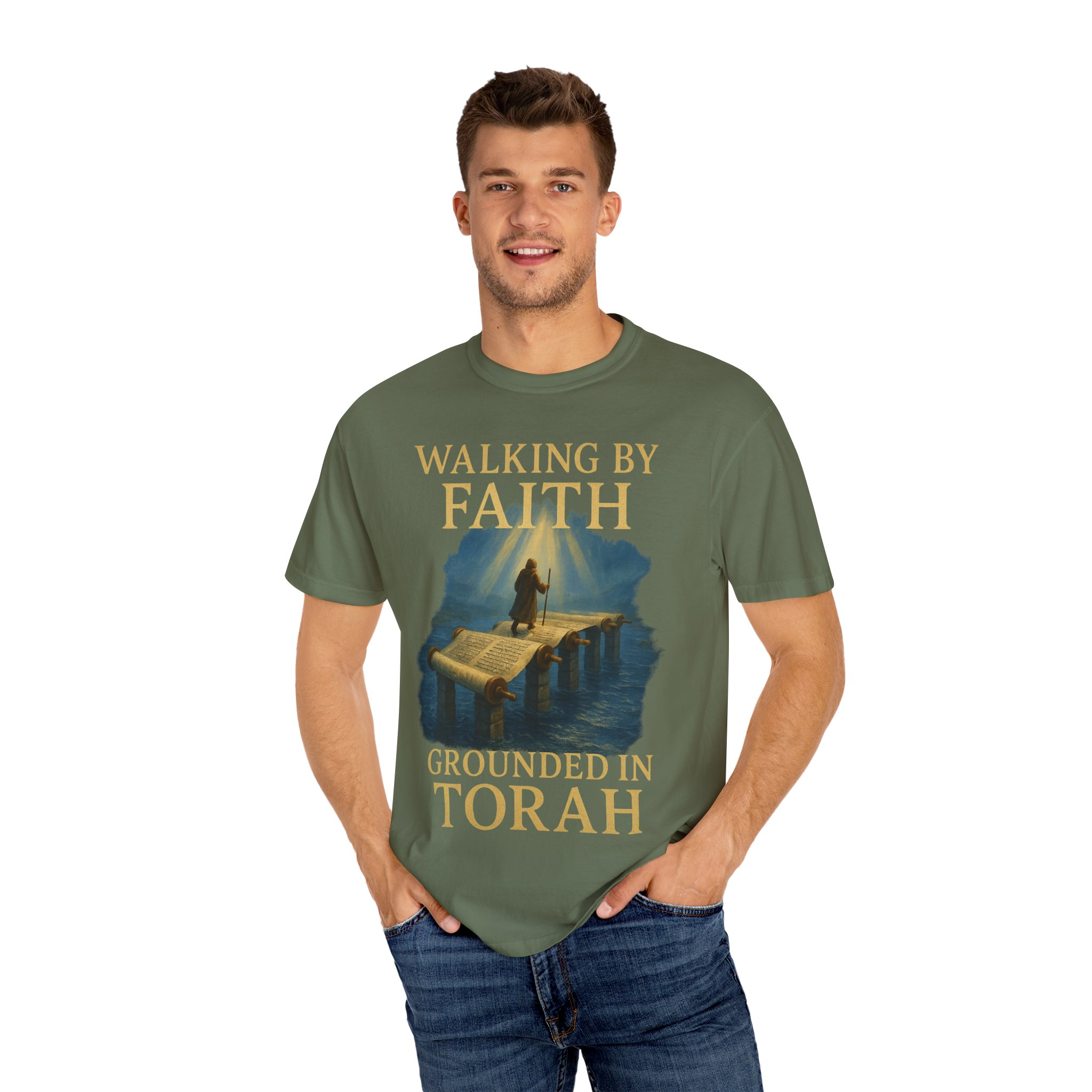Walking by Faith, Grounded in Torah Scroll Bridge of LightFaith-Inspired Unisex Faith T-Shirt, Torah Gift Inspirational Apparel, Spiritual - Image 8