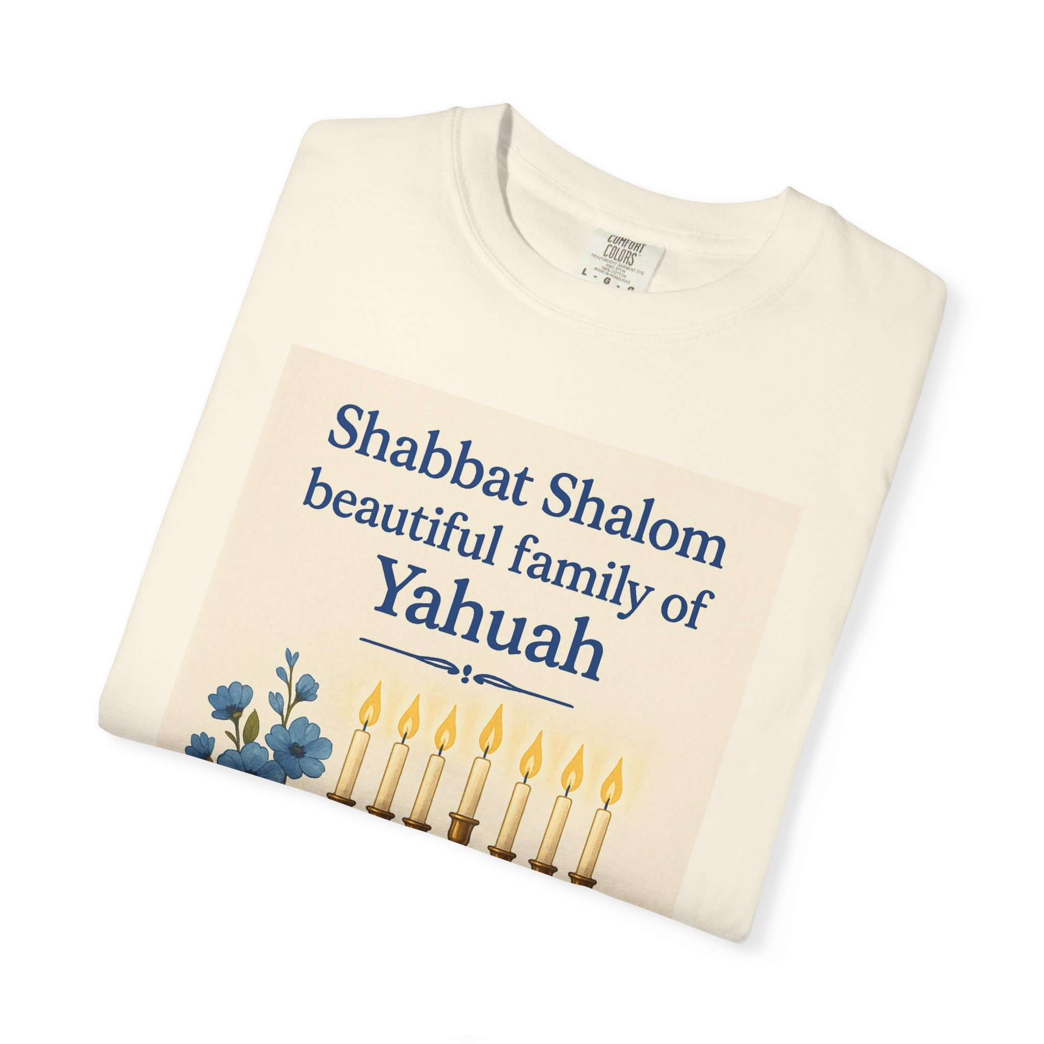 Shabbat Shalom Beautiful Family of Yahuah Tee Unisex Garment-Dyed T-Shirt, Perfect for Family Gatherings & Religious Celebrations - Image 15