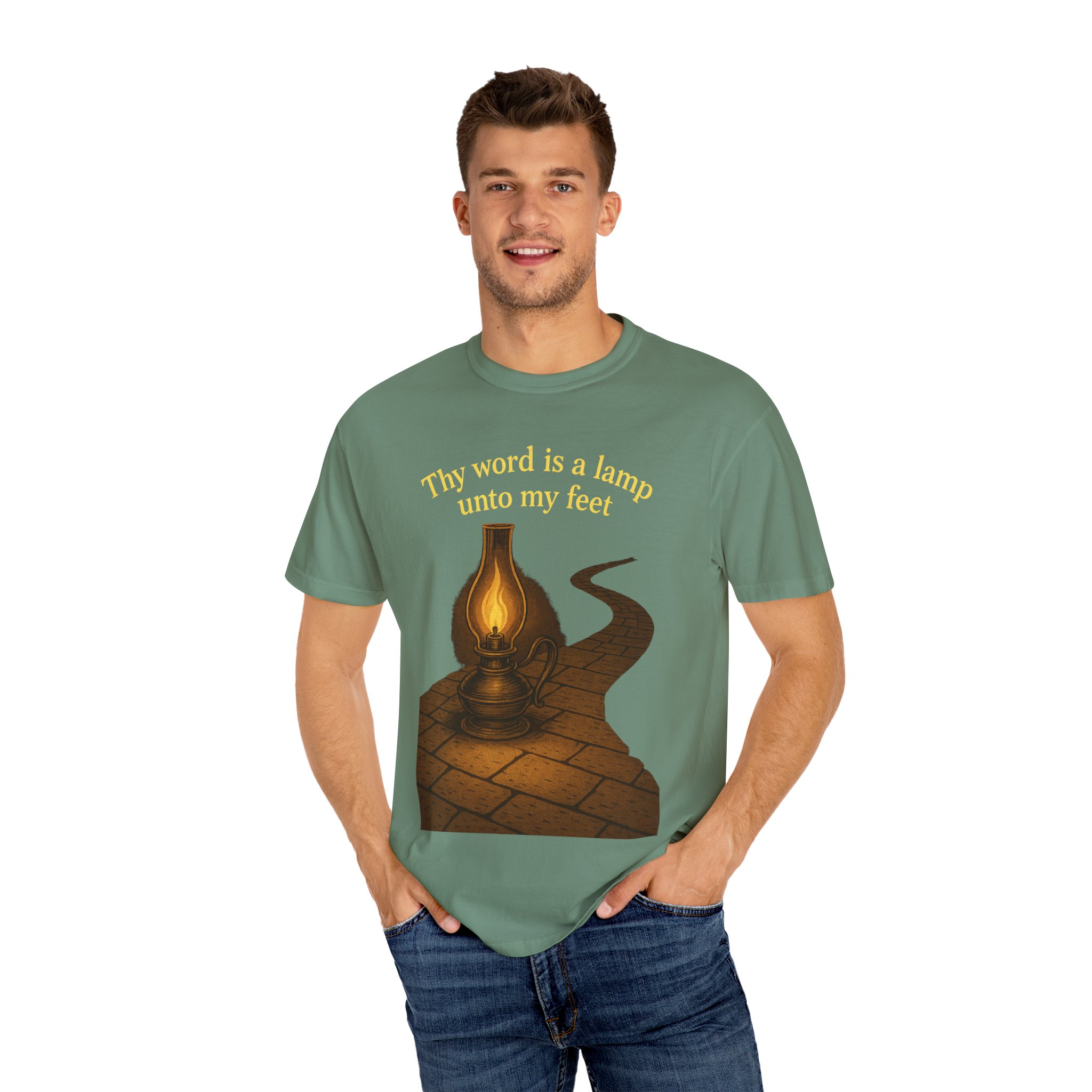 Vintage-Inspired Oil Lamp Unisex Garment-Dyed T-Shirt, Spiritual Tee, Religious Shirt, Biblical Clothing, Christian Apparel - Image 32